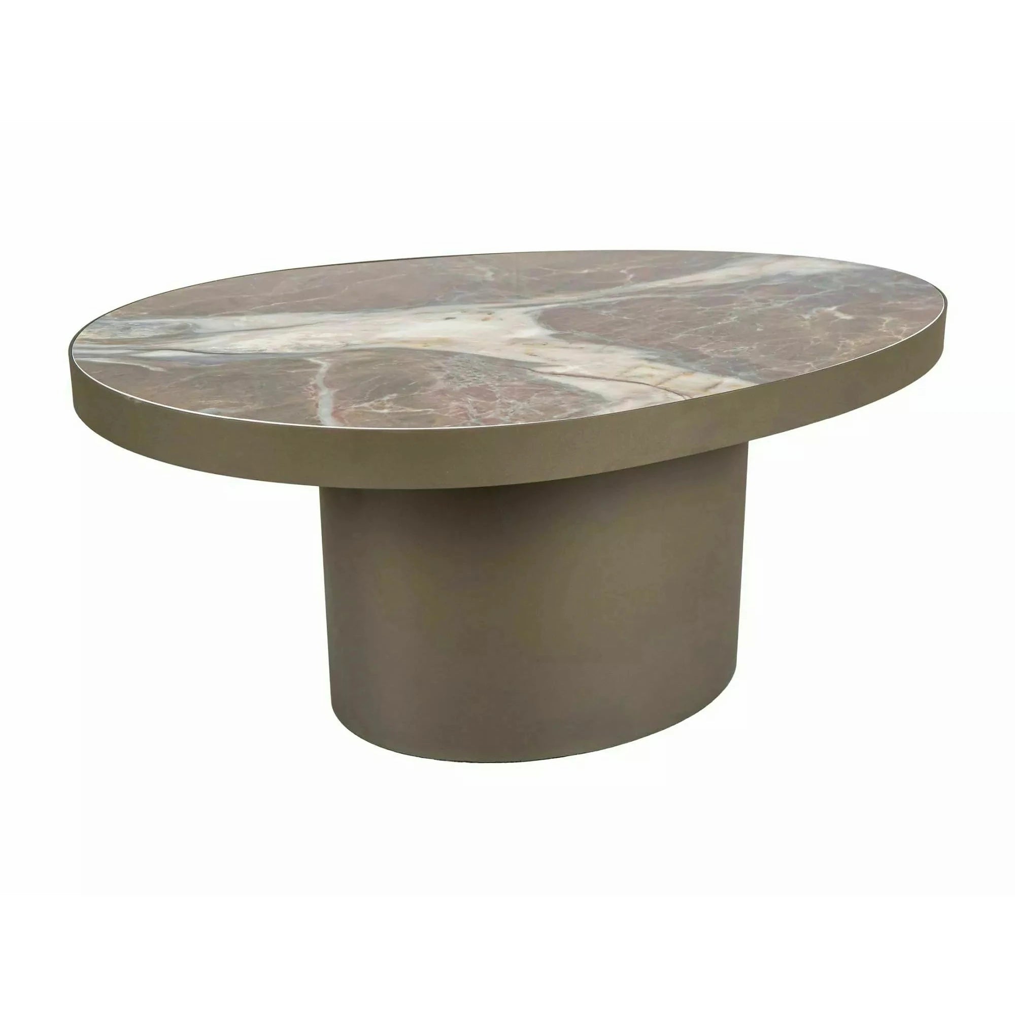Măsuță cafea GUSTO B, maro lucios/cupru, ceramică/metal, 98x73x43 cm