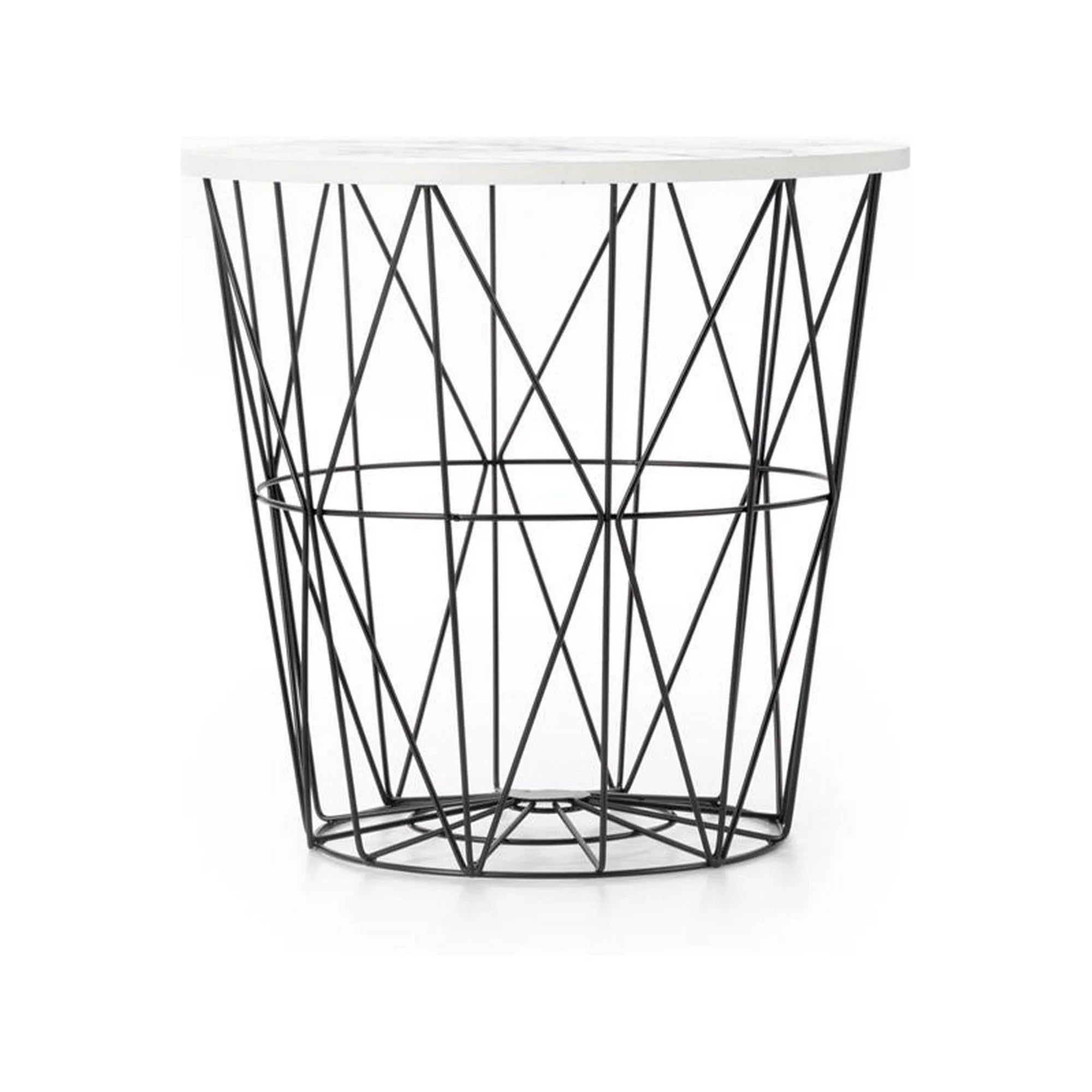 Masuta cafea HARISSA B, alb cu efect de marmura/negru, 42x42x41 cm