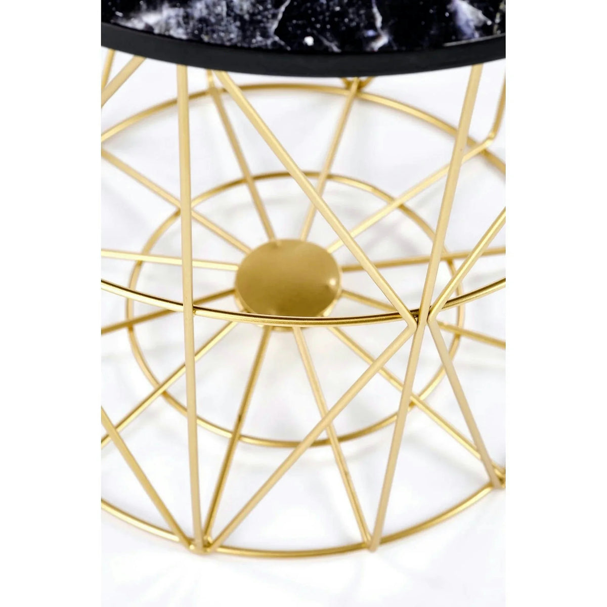 Masuta cafea HARISSA G, negru cu efect de marmura/auriu, 42x42x41 cm