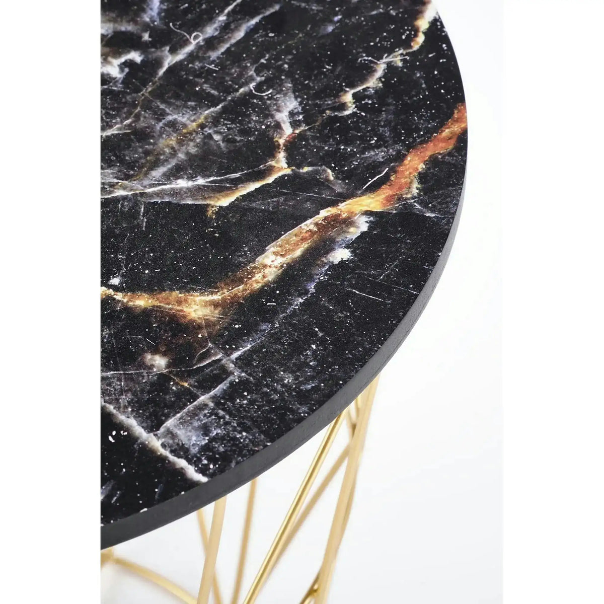 Masuta cafea HARISSA G, negru cu efect de marmura/auriu, 42x42x41 cm