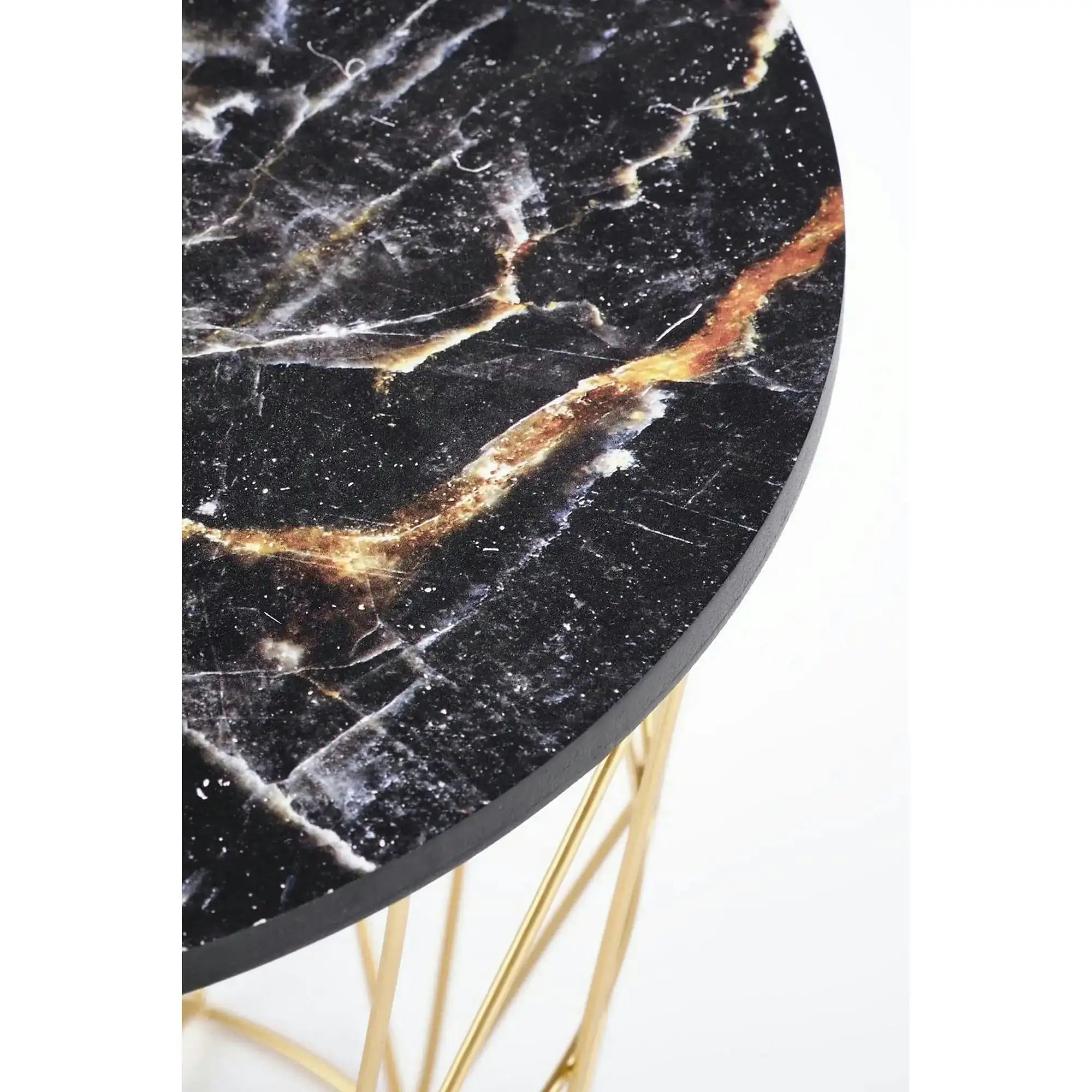 Masuta cafea HARISSA G, negru cu efect de marmura/auriu, 42x42x41 cm