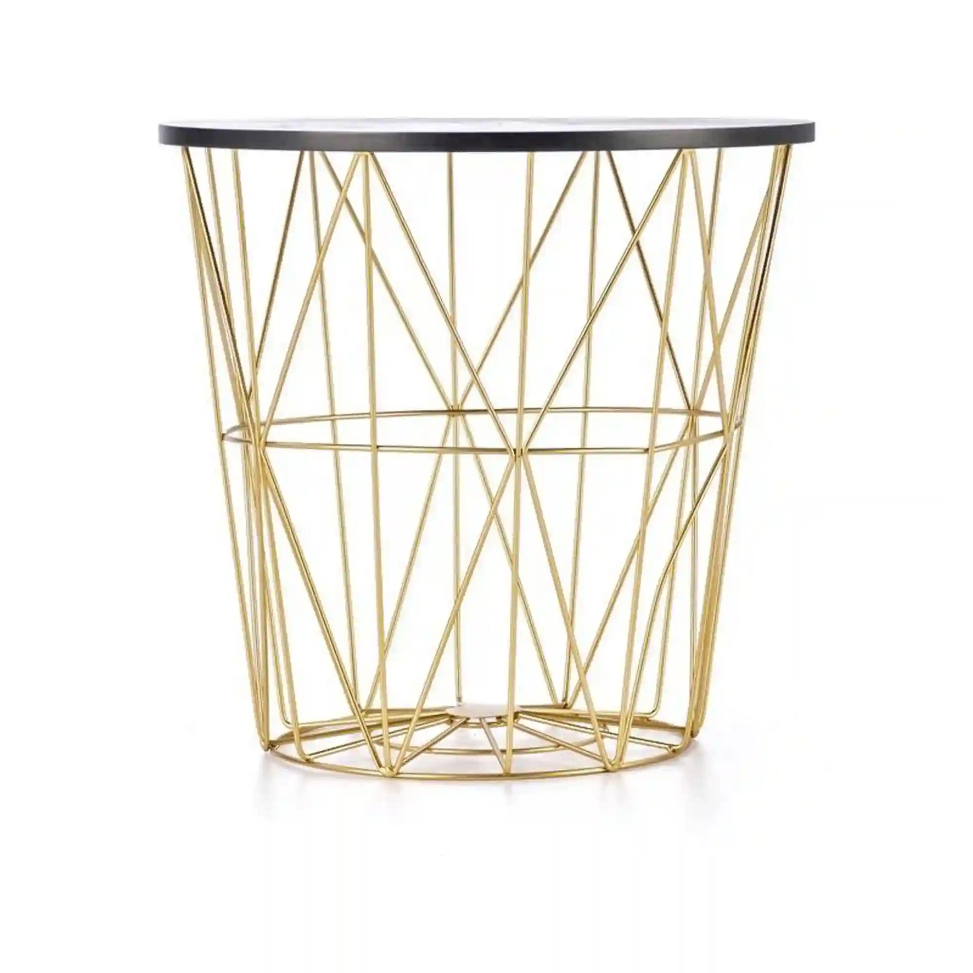 Masuta cafea HARISSA G, negru cu efect de marmura/auriu, 42x42x41 cm