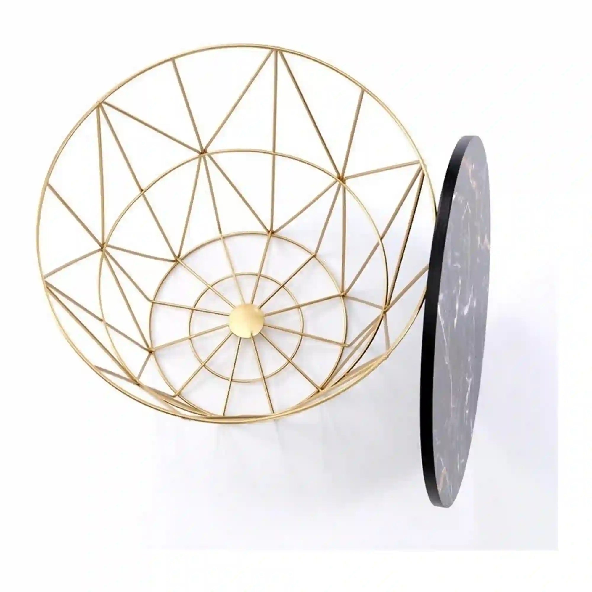 Masuta cafea HARISSA G, negru cu efect de marmura/auriu, 42x42x41 cm