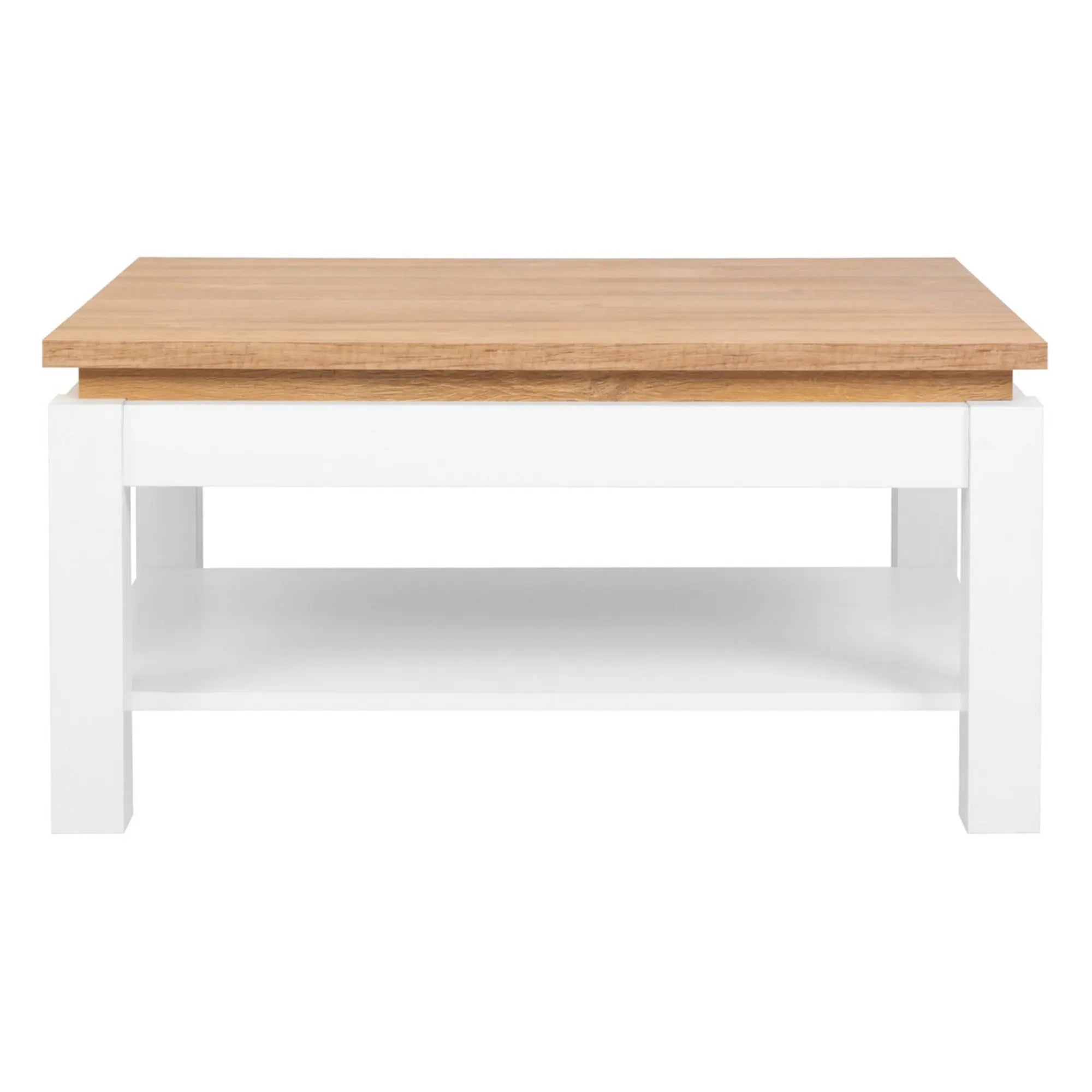 Masuta cafea HORTON, alb/stejar grandson, PAL laminat, 110x65x55 cm