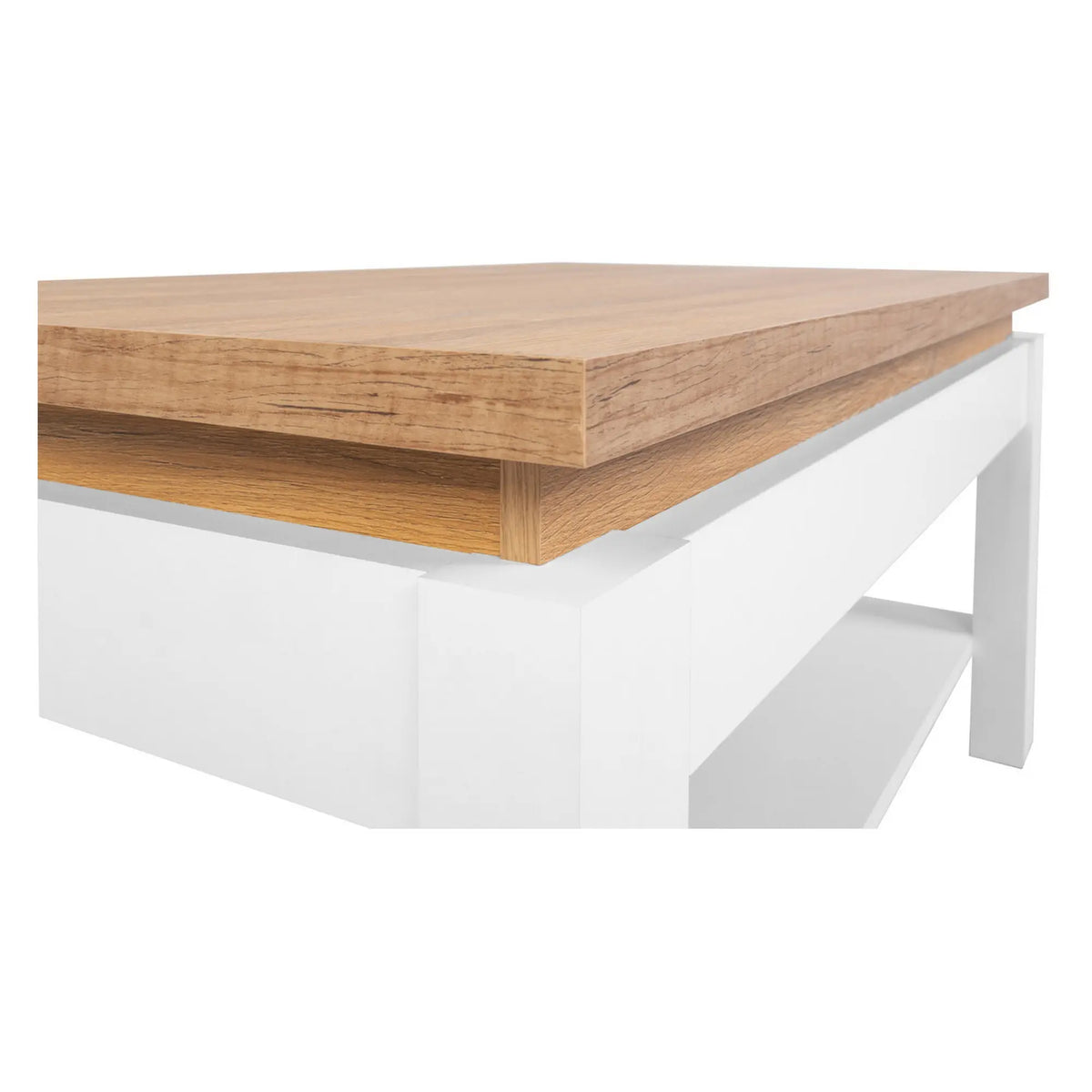 Masuta cafea HORTON, alb/stejar grandson, PAL laminat, 110x65x55 cm