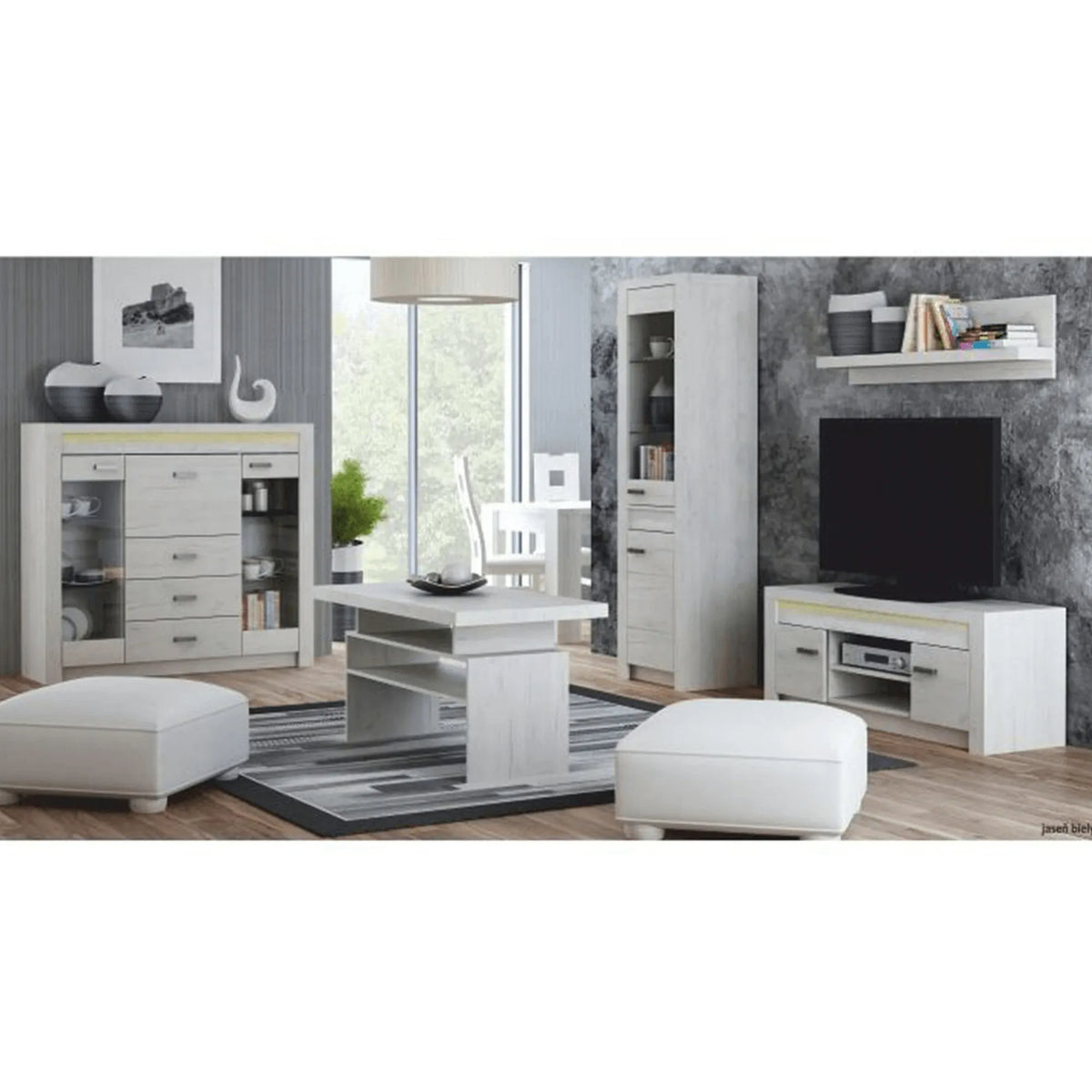 Masuta cafea INFINITY I-13, frasin alb, PAL melaminat, 120x60x60 cm