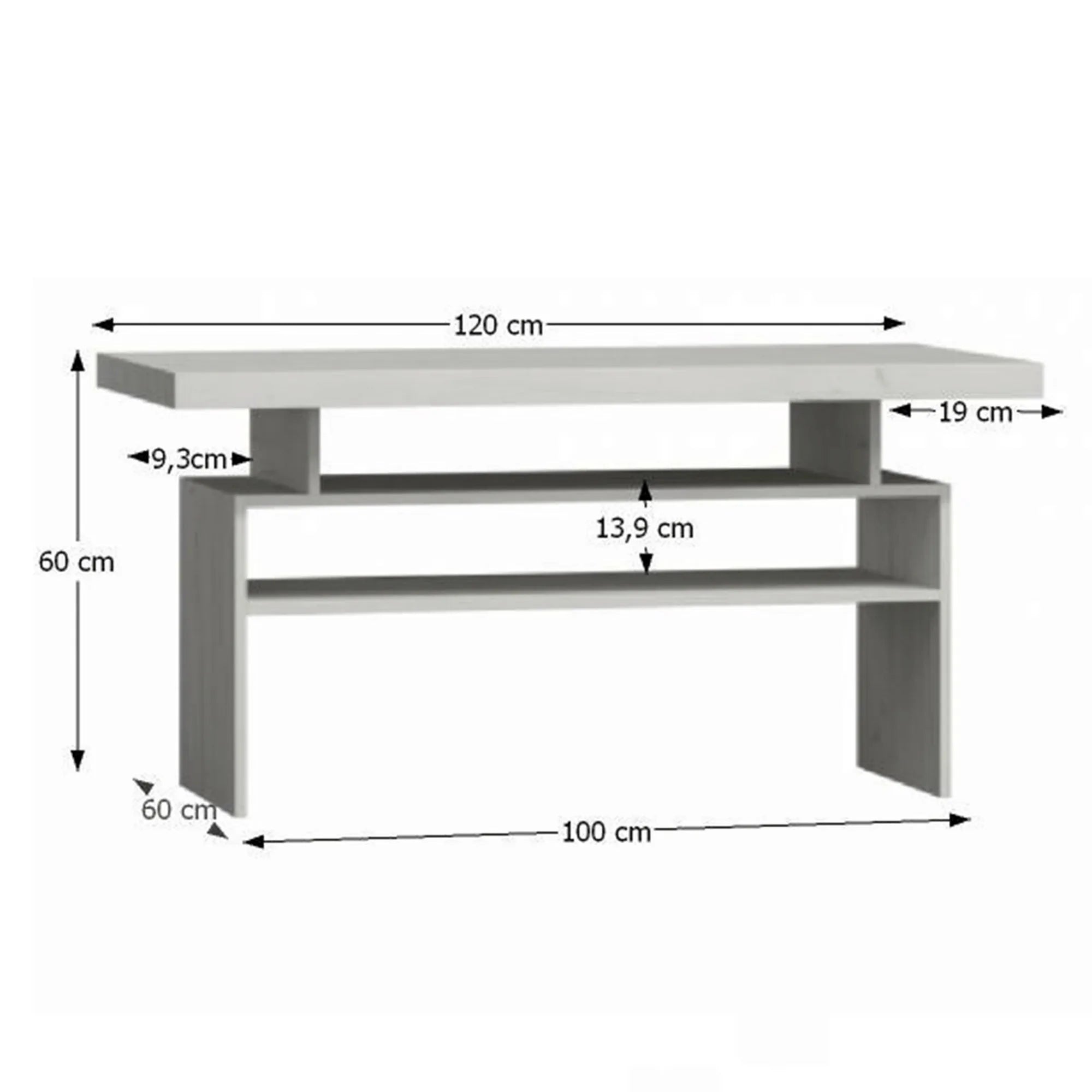Masuta cafea INFINITY I-13, frasin alb, PAL melaminat, 120x60x60 cm