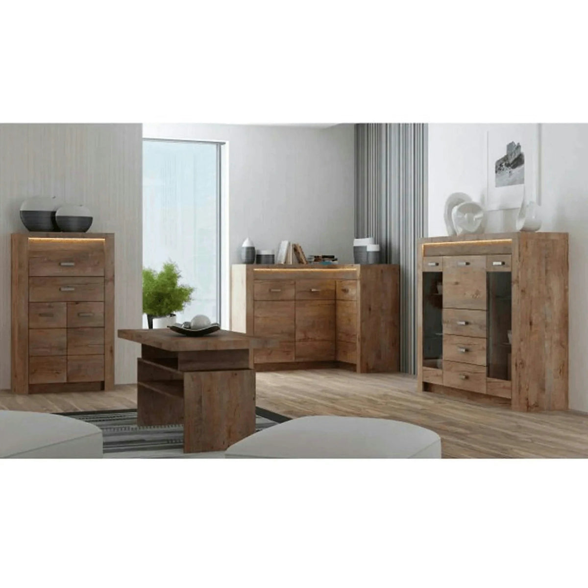 Masuta cafea INFINITY I-13, frasin deschis, PAL melaminat, 120x60x60 cm