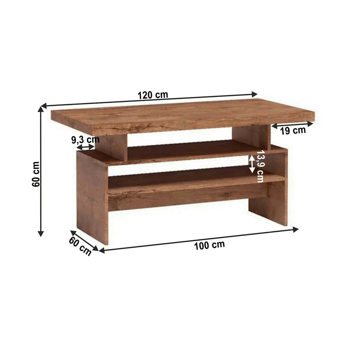 Masuta cafea INFINITY I-13, frasin deschis, PAL melaminat, 120x60x60 cm