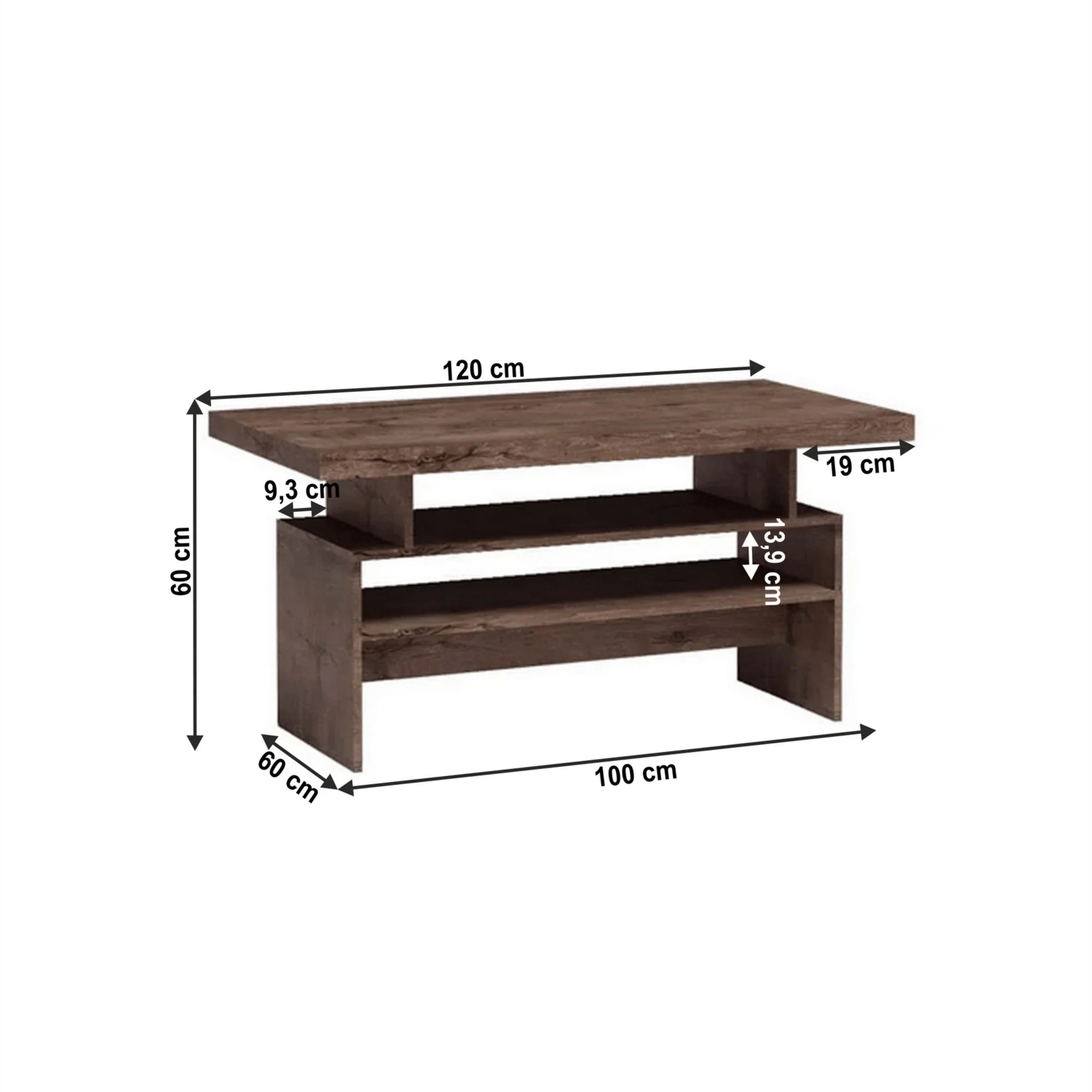 Masuta cafea INFINITY I-13, frasin închis, PAL melaminat, 120x60x60 cm