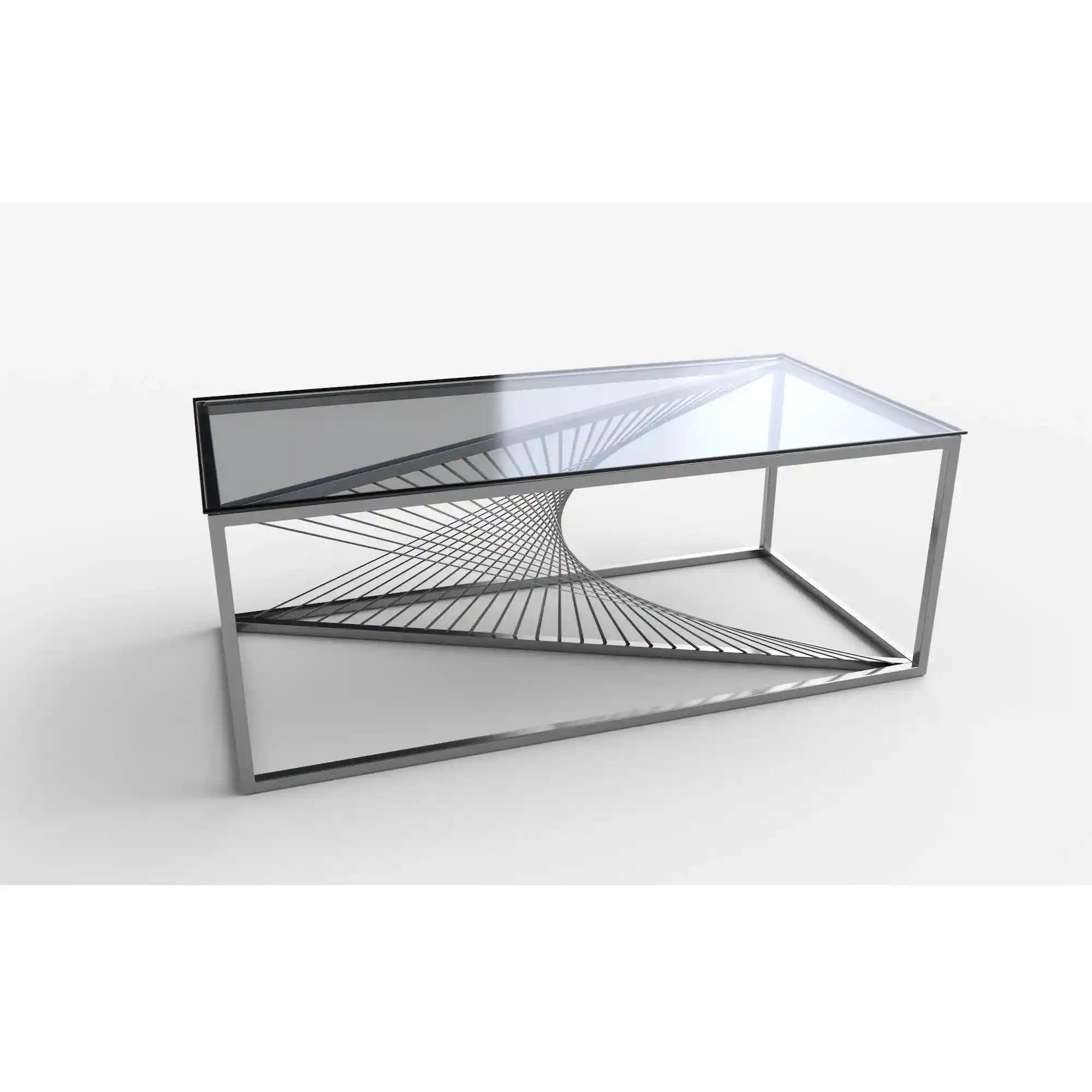 Masuta cafea INFINITY, transparent/argintiu, sticla/otel inoxidabil, 120x60x45 cm