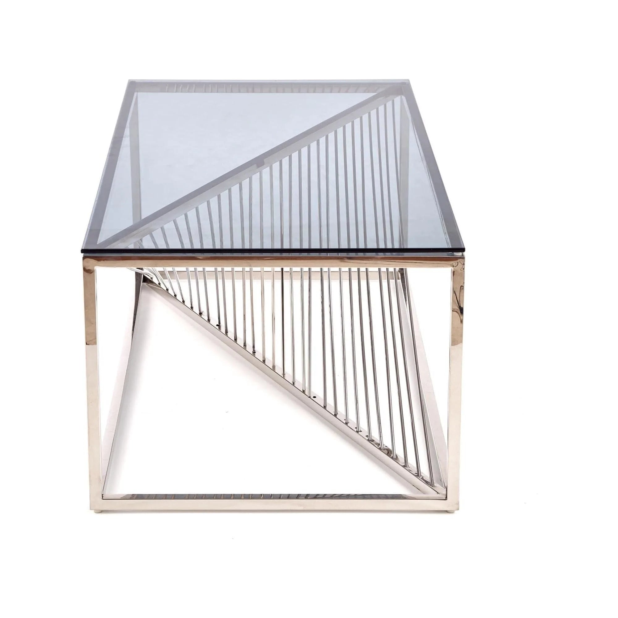 Masuta cafea INFINITY, transparent/argintiu, sticla/otel inoxidabil, 120x60x45 cm