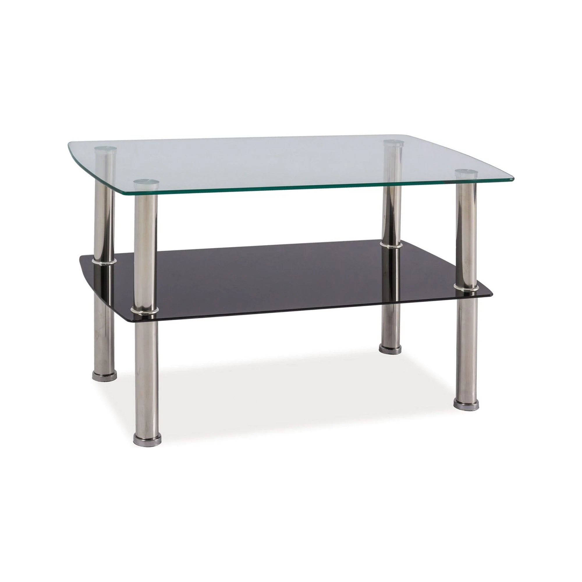 Masuta cafea Irene, transparent/crom, sticla securizata/metal, 75X45X45 cm