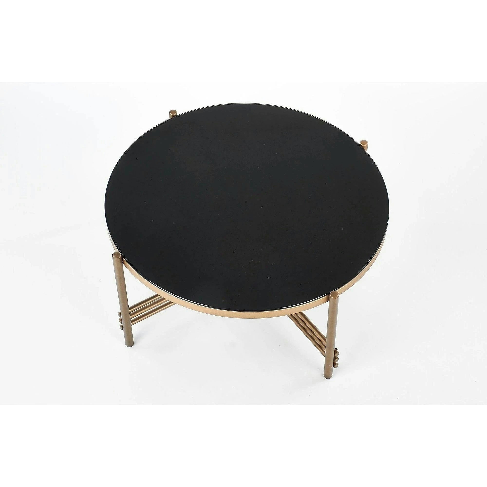 Masuta cafea Ismena, negru/auriu, sticla/otel, 80x80x41 CM