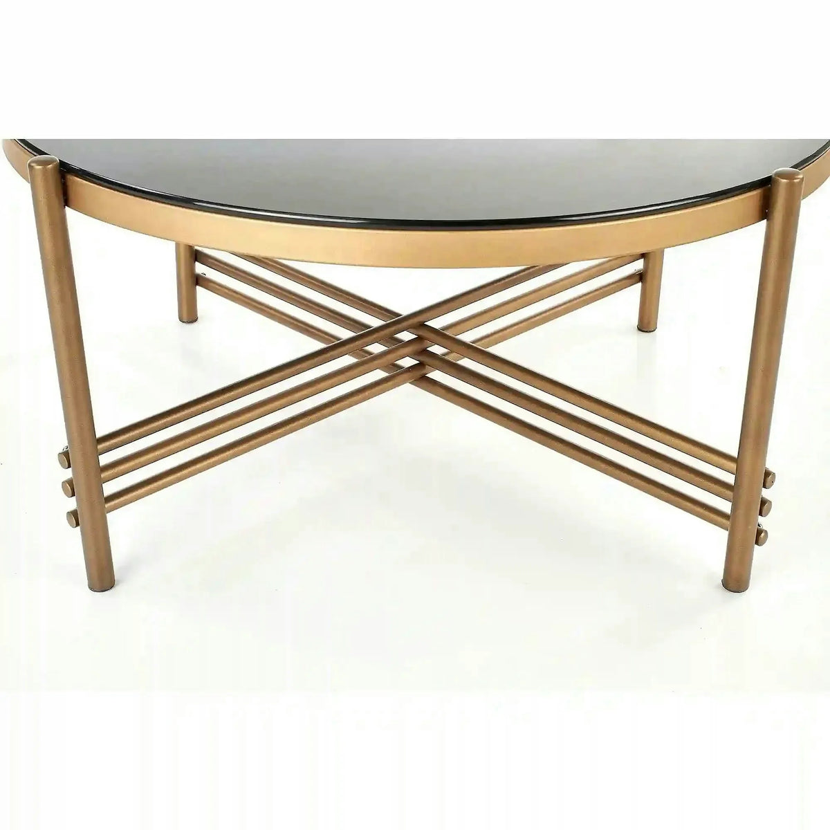 Masuta cafea Ismena, negru/auriu, sticla/otel, 80x80x41 CM