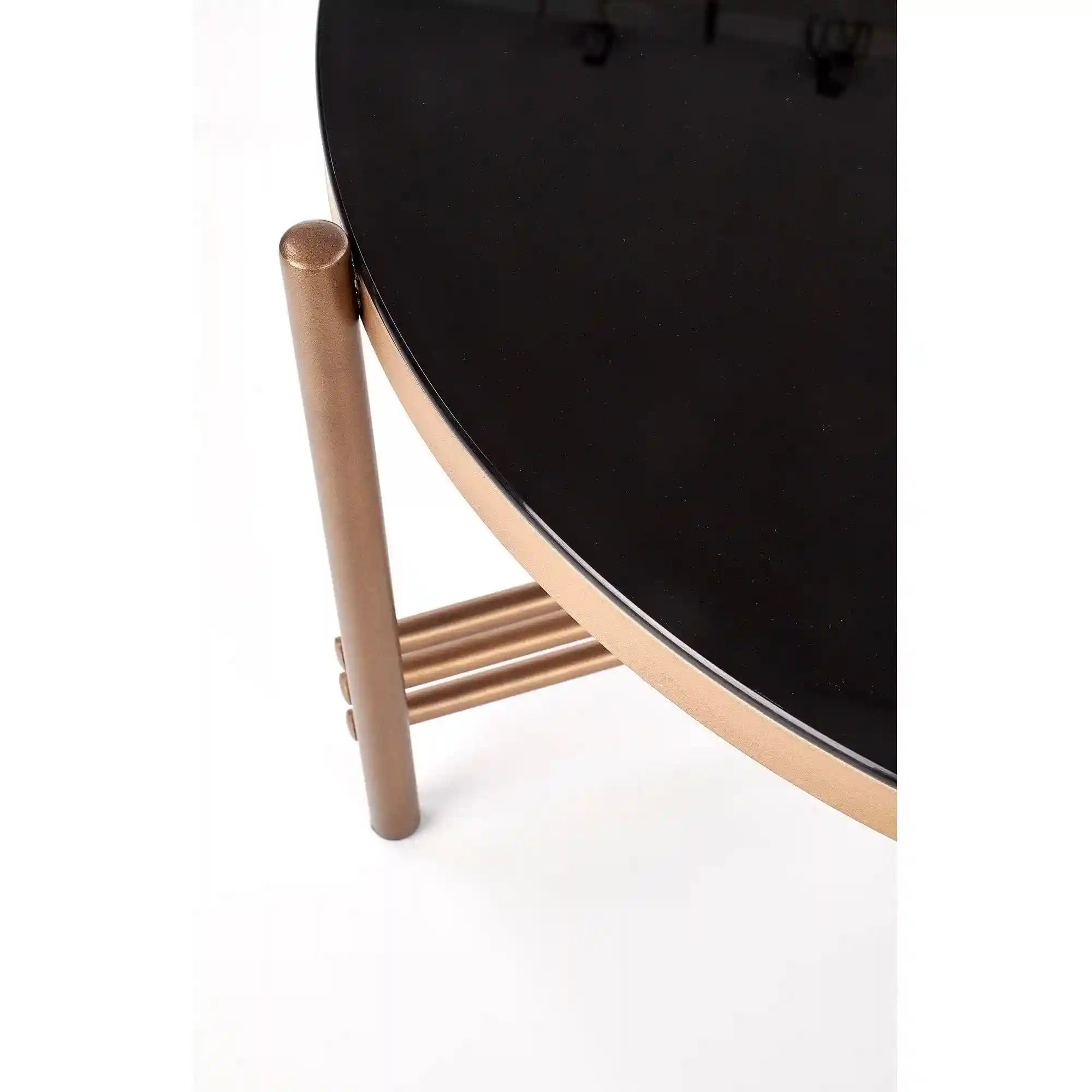 Masuta cafea Ismena, negru/auriu, sticla/otel, 80x80x41 CM