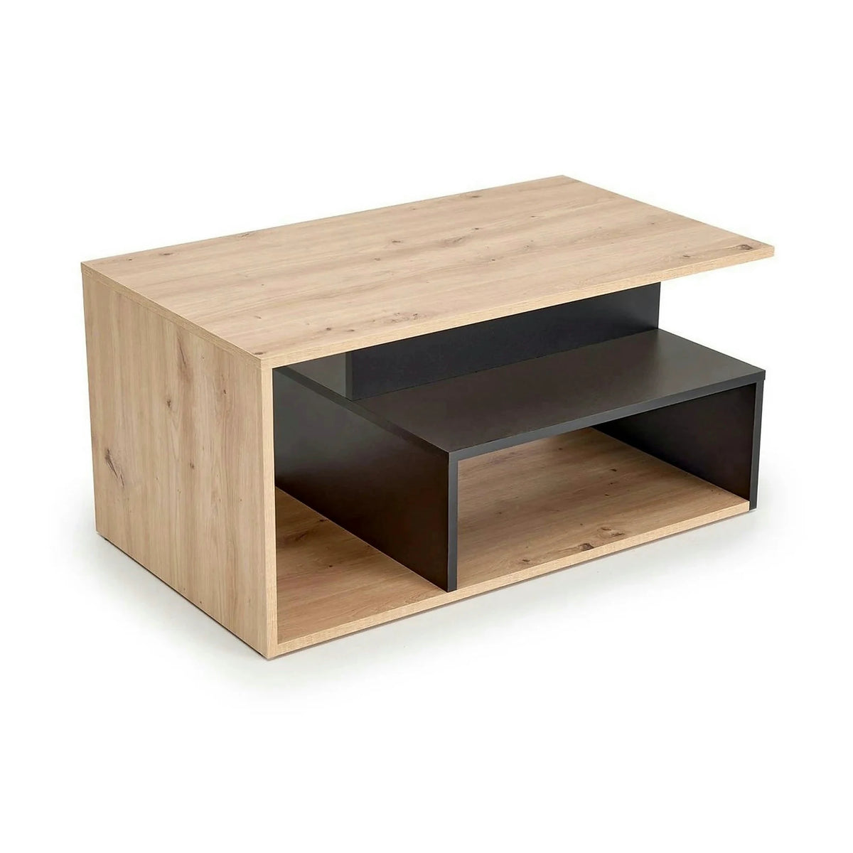 Masuta cafea IVA, stejar artisan/negru, PAL laminat, 90x51x43 cm