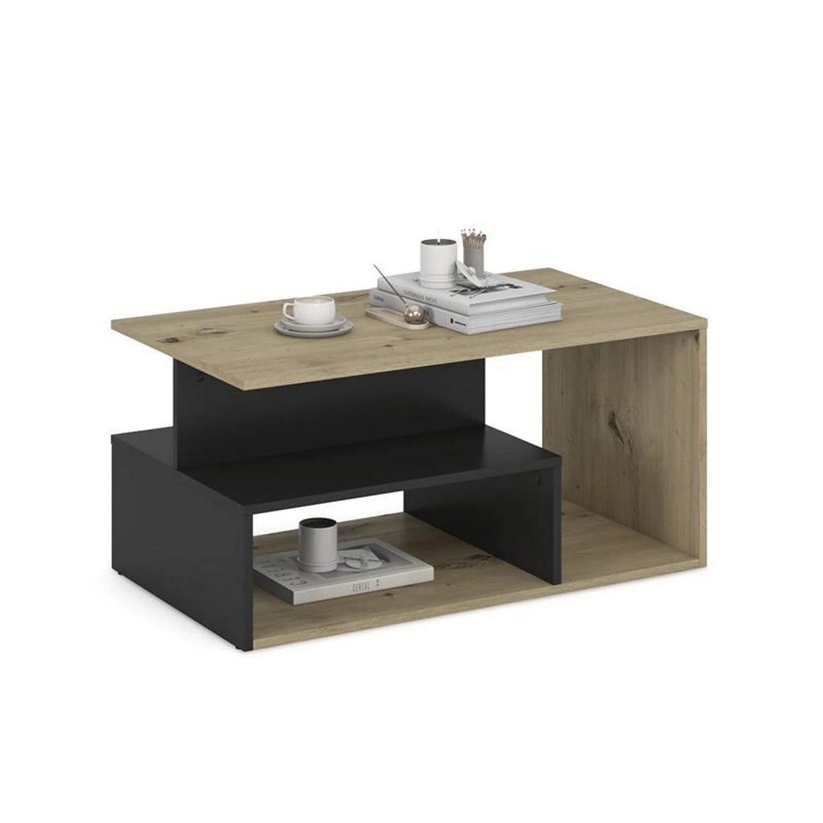 Masuta cafea IVA, stejar artisan/negru, PAL laminat, 90x51x43 cm