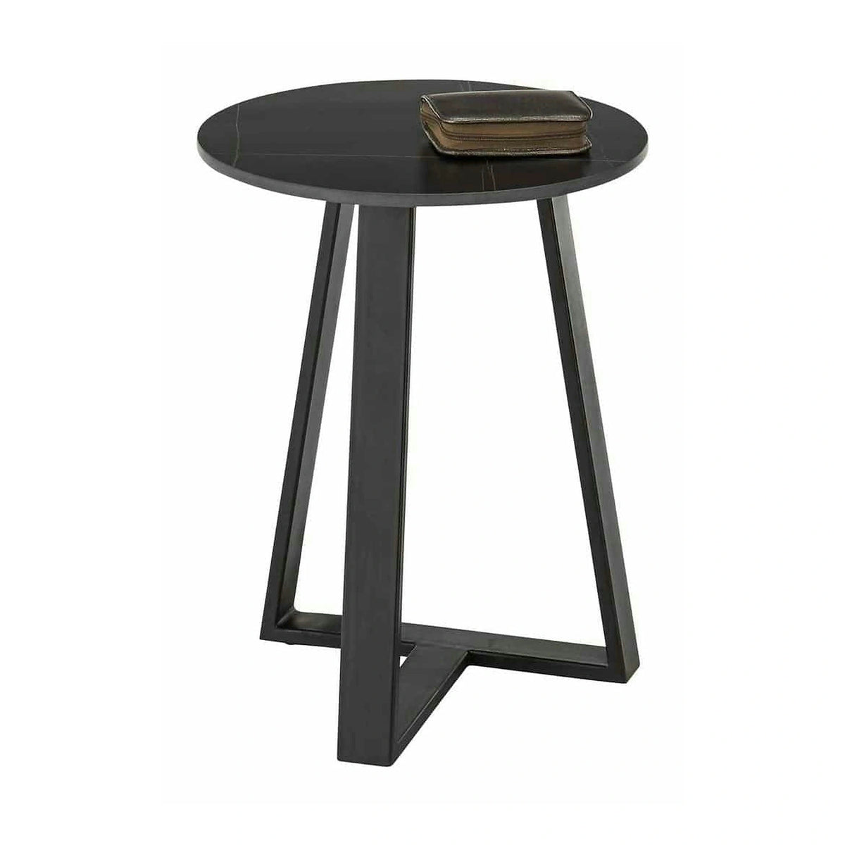 Masuta cafea Jason 2, negru cu efect de marmura, ceramica/metal, 40x50 cm
