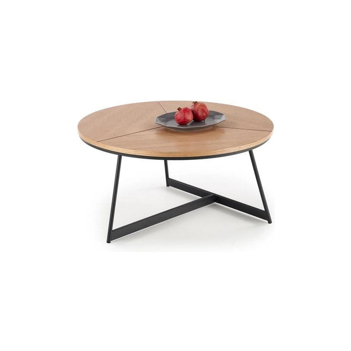 Masuta cafea KARIDA, stejar natural/negru, 80x80x41 cm