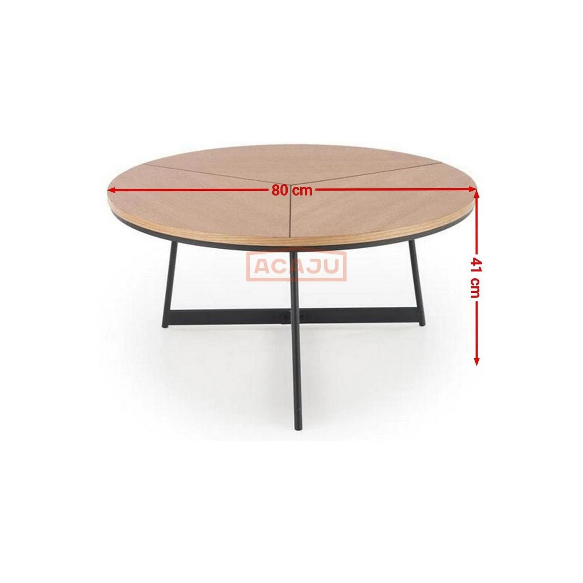 Masuta cafea KARIDA, stejar natural/negru, 80x80x41 cm