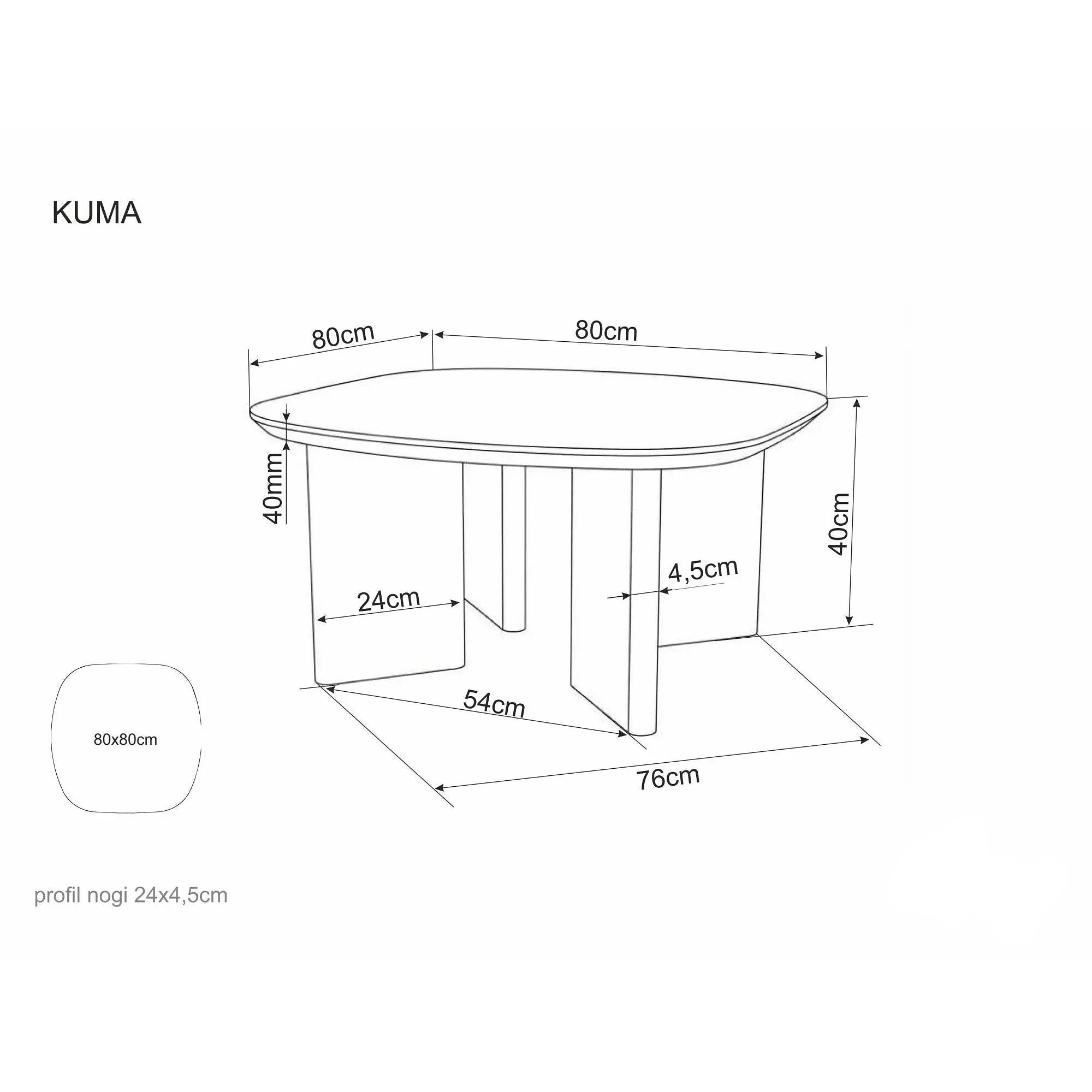 Măsuță cafea KUMA, stejar, furnir/MDF, 80x80x42 cm