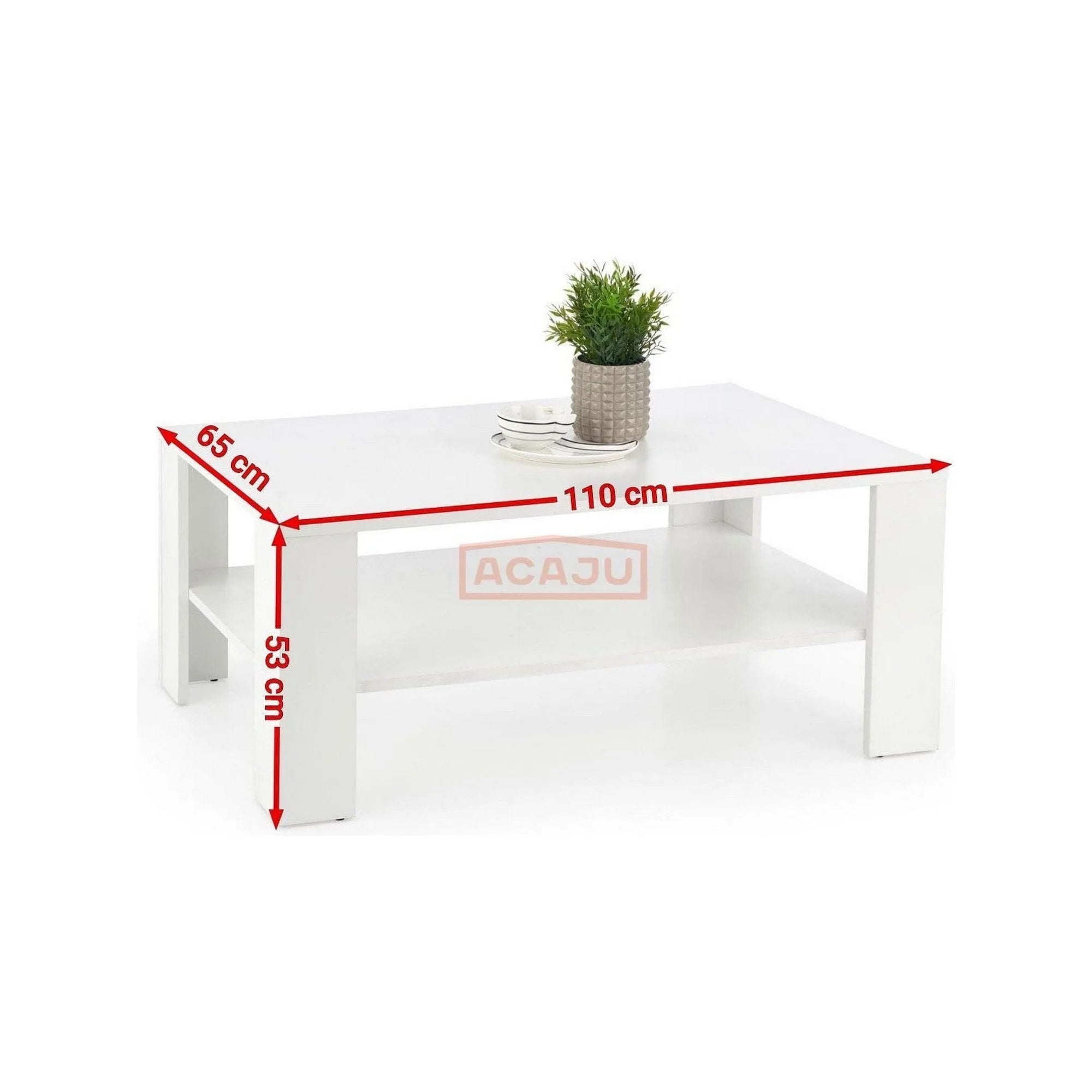 Masuta cafea KWADRO, alb, 110x65x53 cm