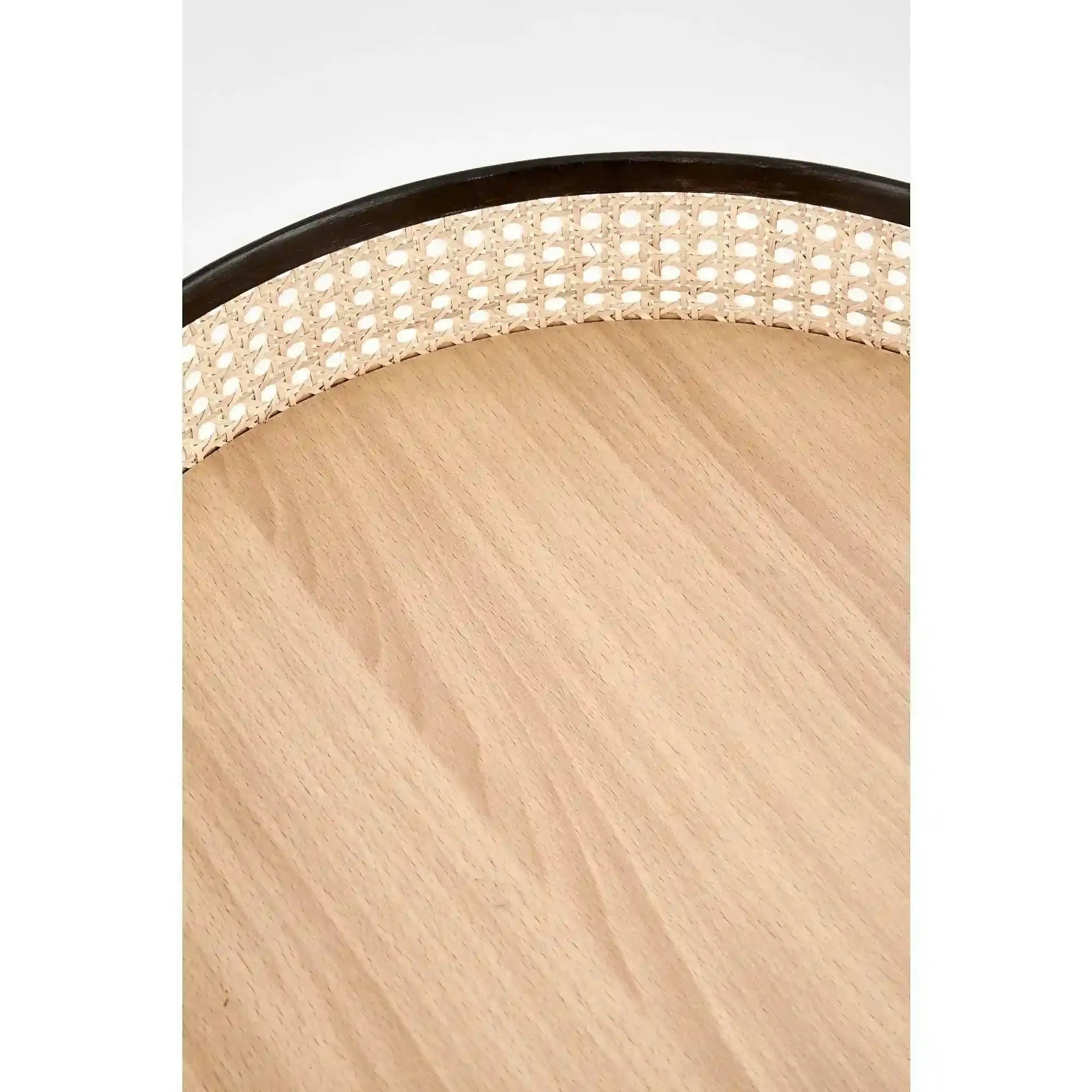 Masuta cafea LANIPA, negru/stejar natural, ratan/otel, 50x50x55 cm