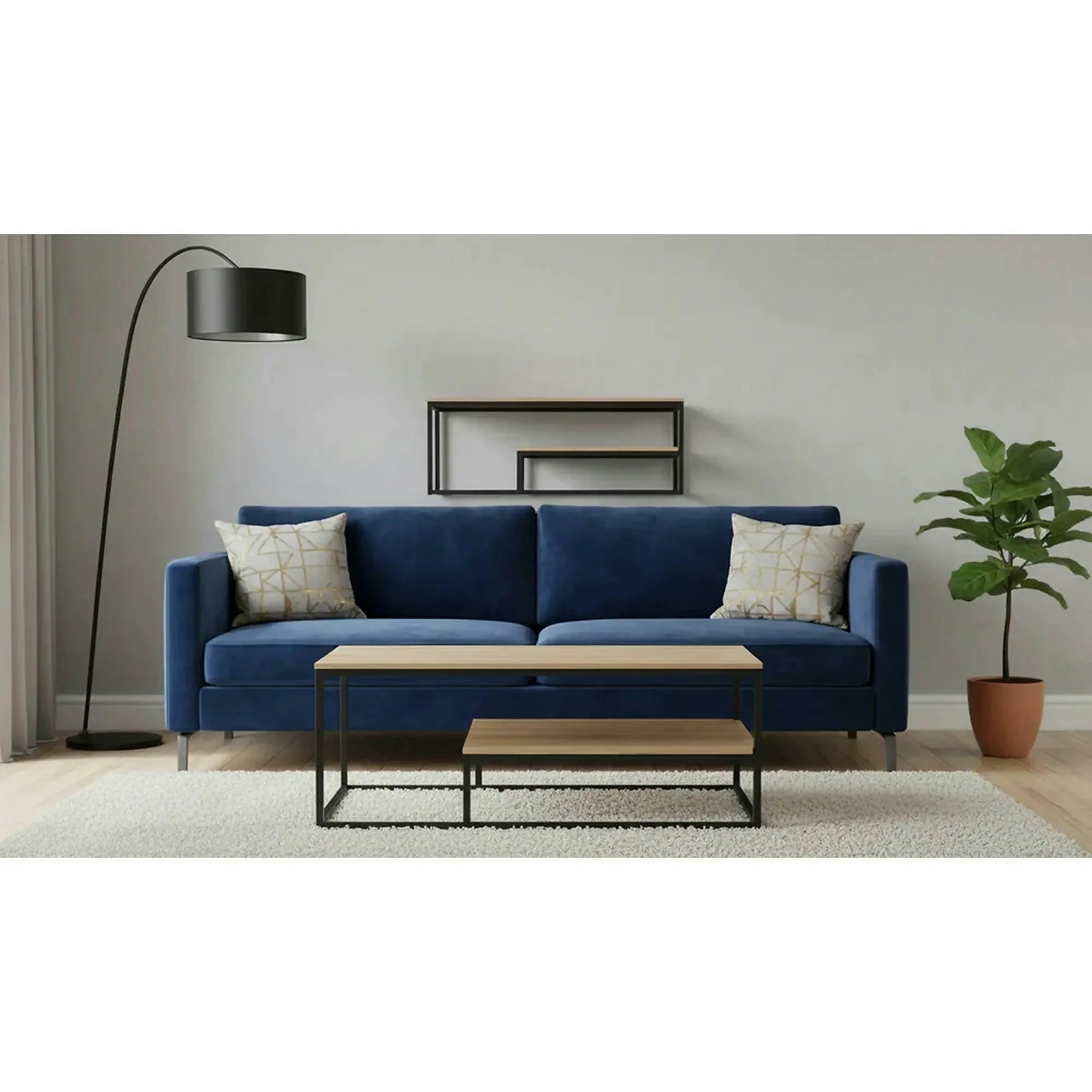 Masuta cafea LARON, stejar deschis/negru, 110x60x45 cm