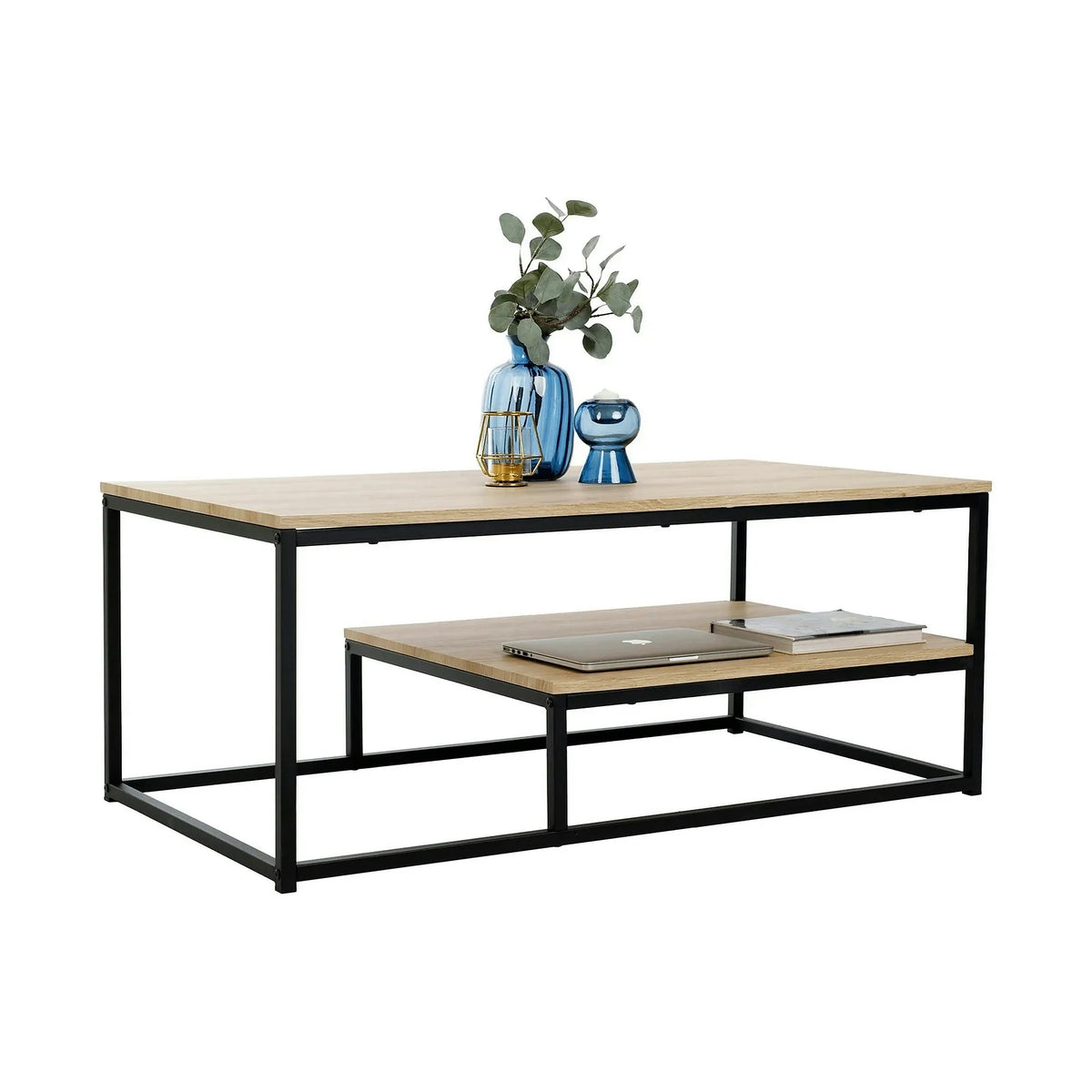 Masuta cafea LARON, stejar deschis/negru, 110x60x45 cm