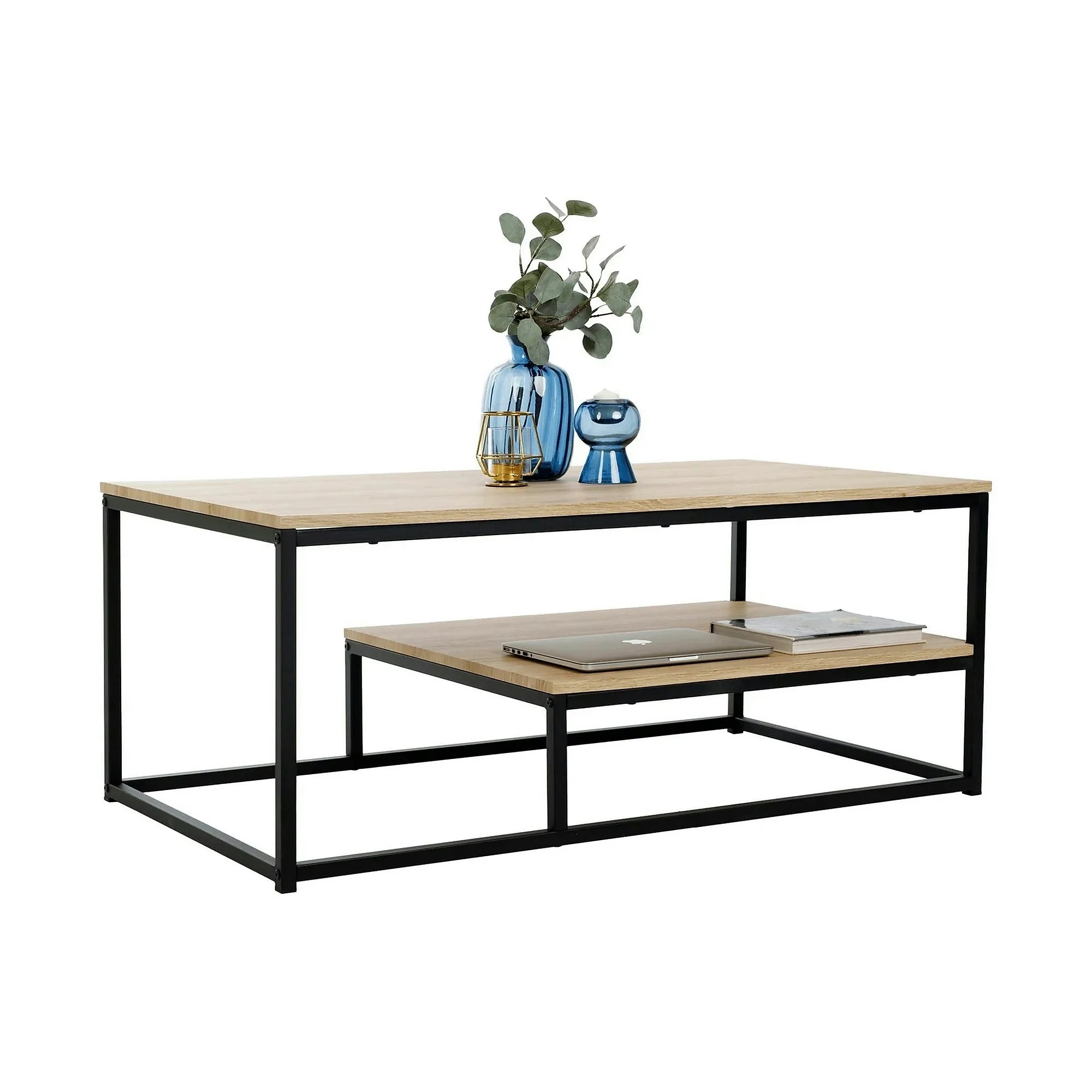 Masuta cafea LARON, stejar deschis/negru, 110x60x45 cm