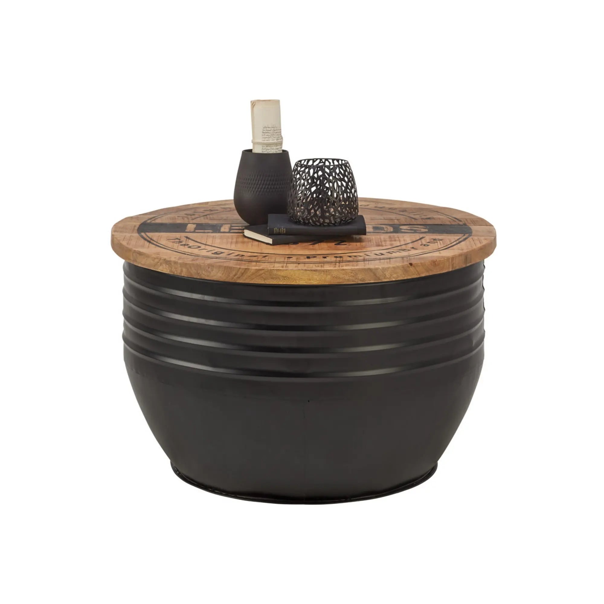 Masuta cafea LEA, maro/negru, lemn/metal, 75x75x45 cm