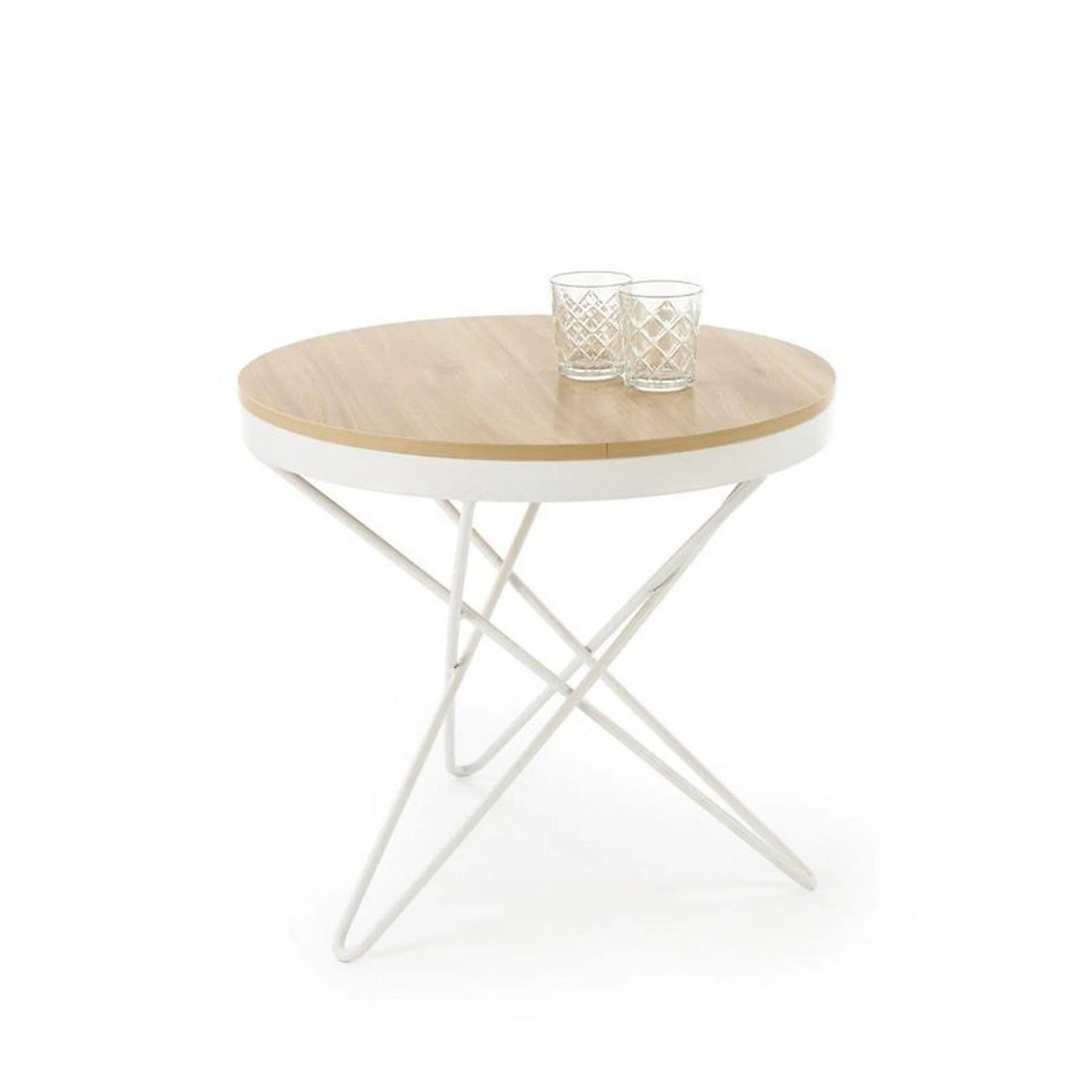 Masuta cafea LEILA, stejar/alb, 60x55 cm