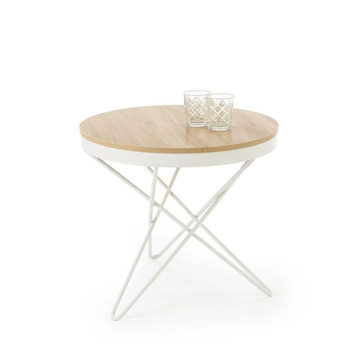 Masuta cafea LEILA, stejar/alb, 60x55 cm