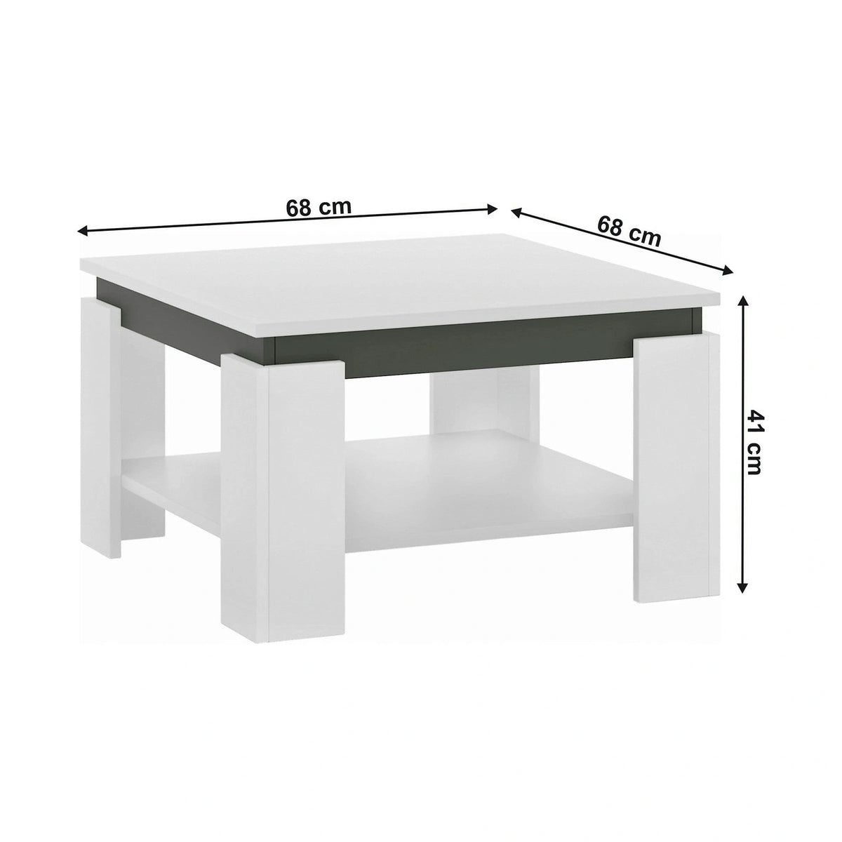 Masuta cafea LEJSY, alb/gri grafit, 68x68x41 cm