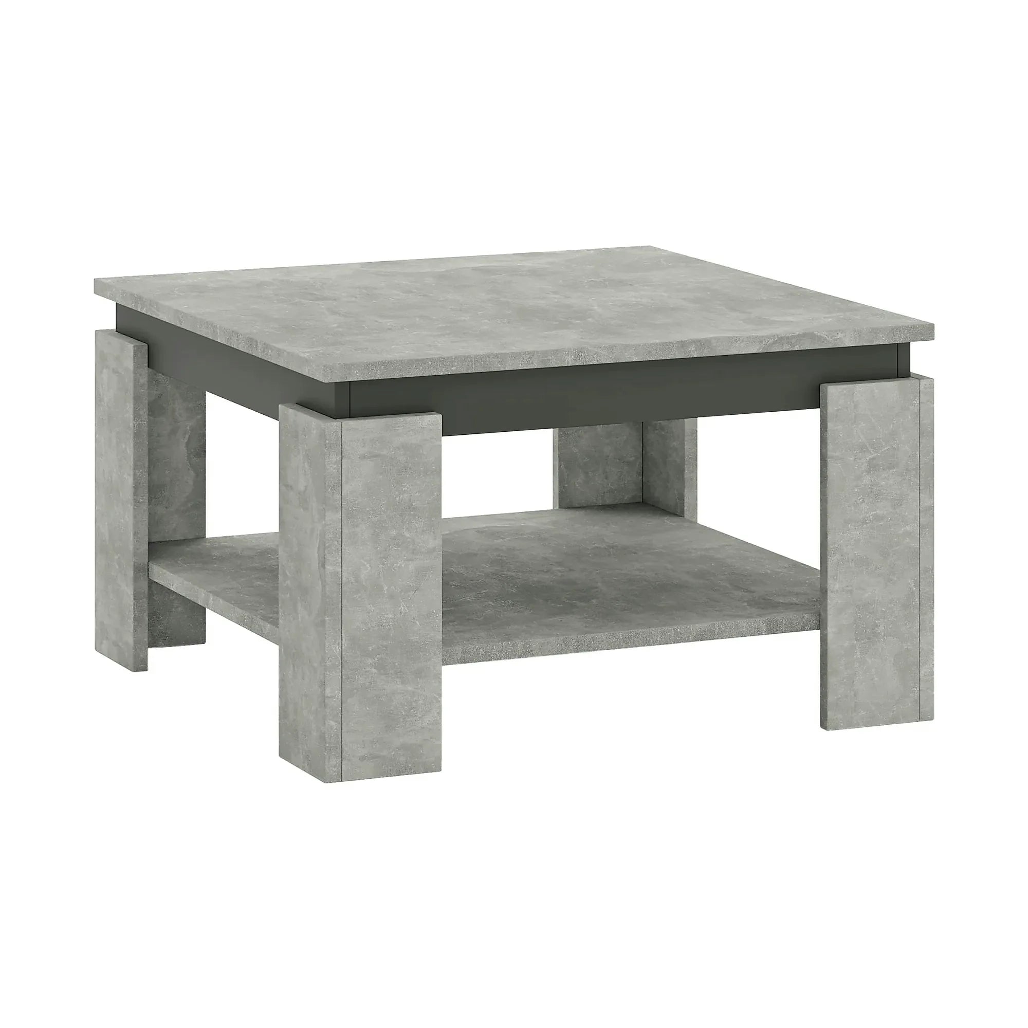 Masuta cafea LEJSY, gri beton/gri grafit, 68x68x41 cm