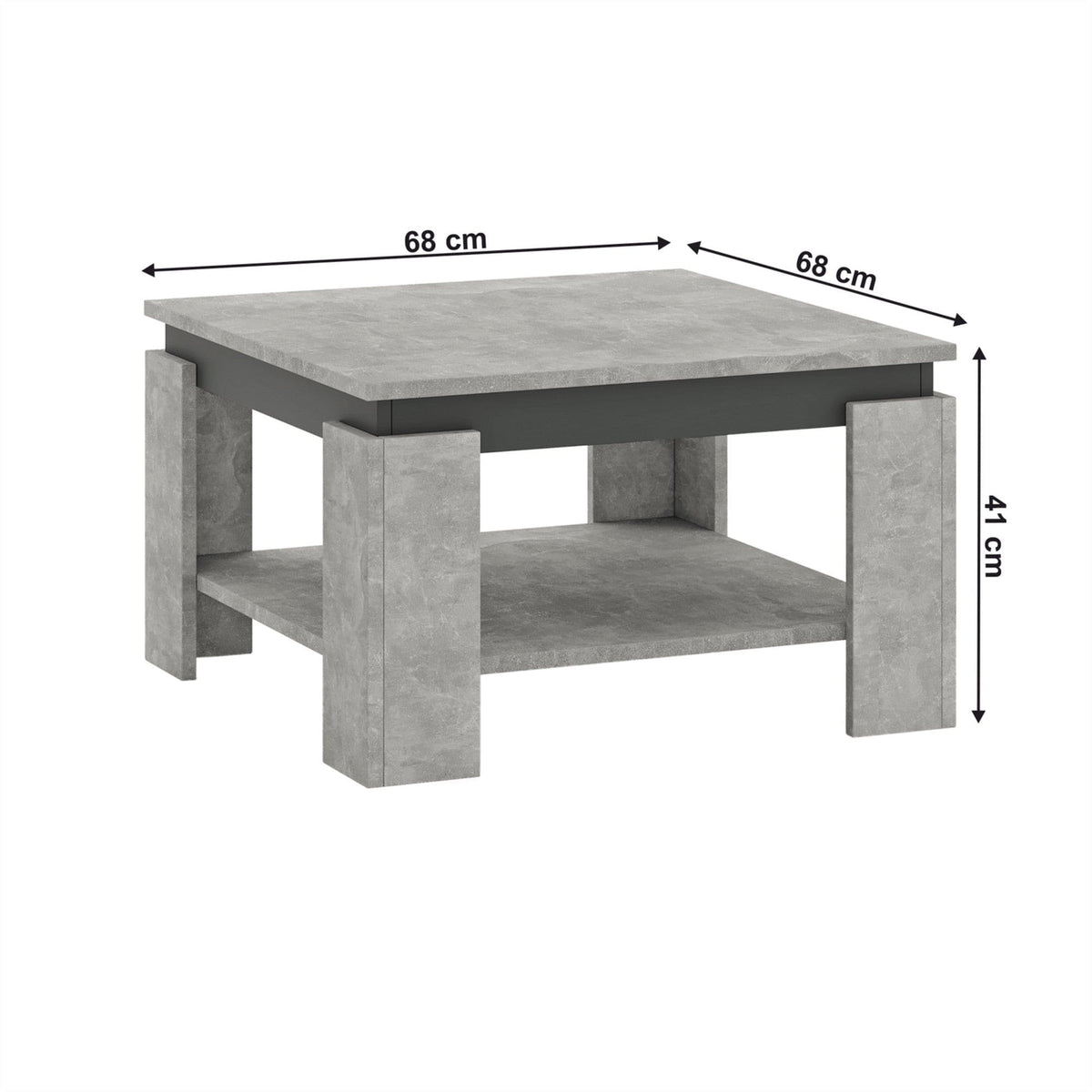 Masuta cafea LEJSY, gri beton/gri grafit, 68x68x41 cm