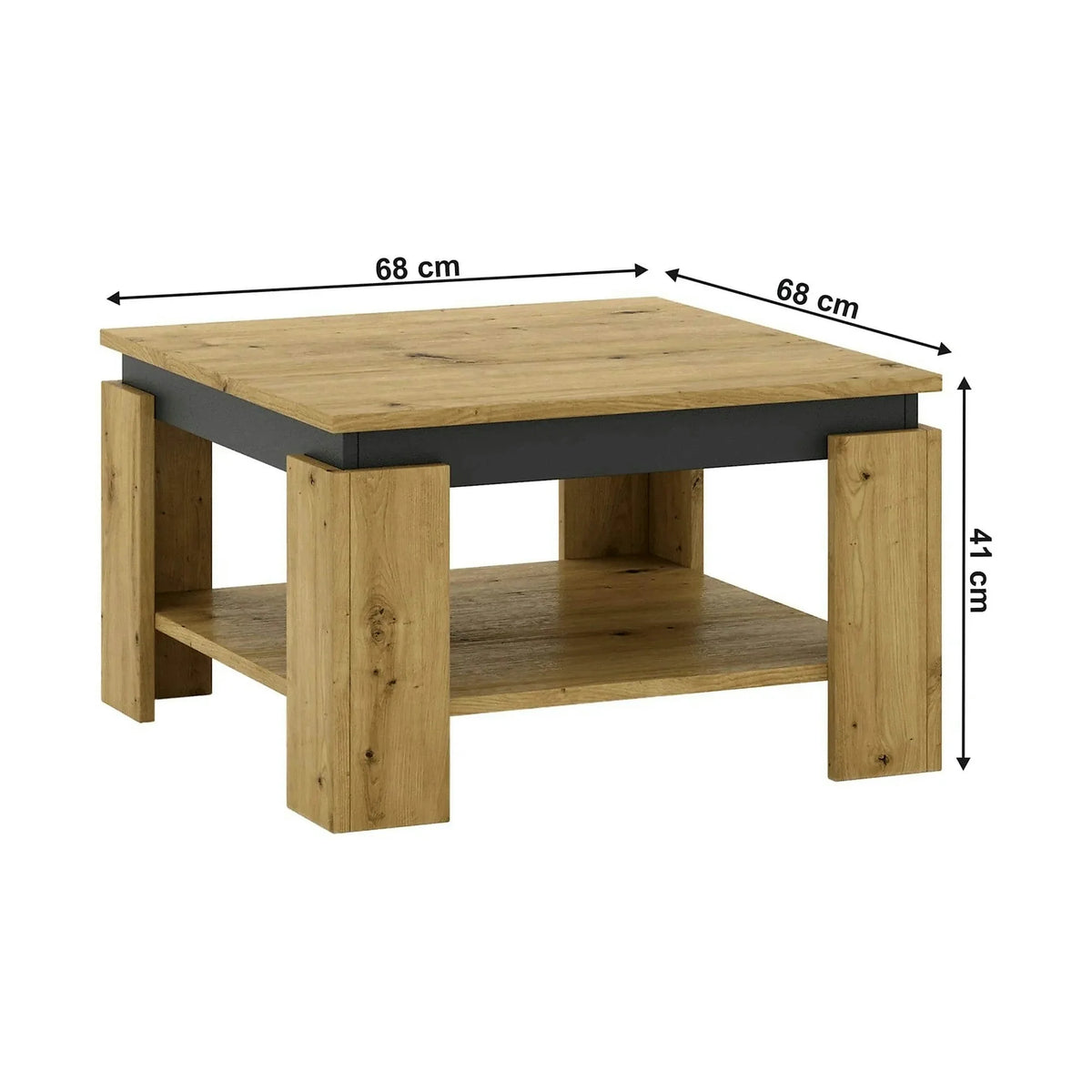 Masuta cafea LEJSY, stejar artisan/gri grafit, 68x68x41 cm