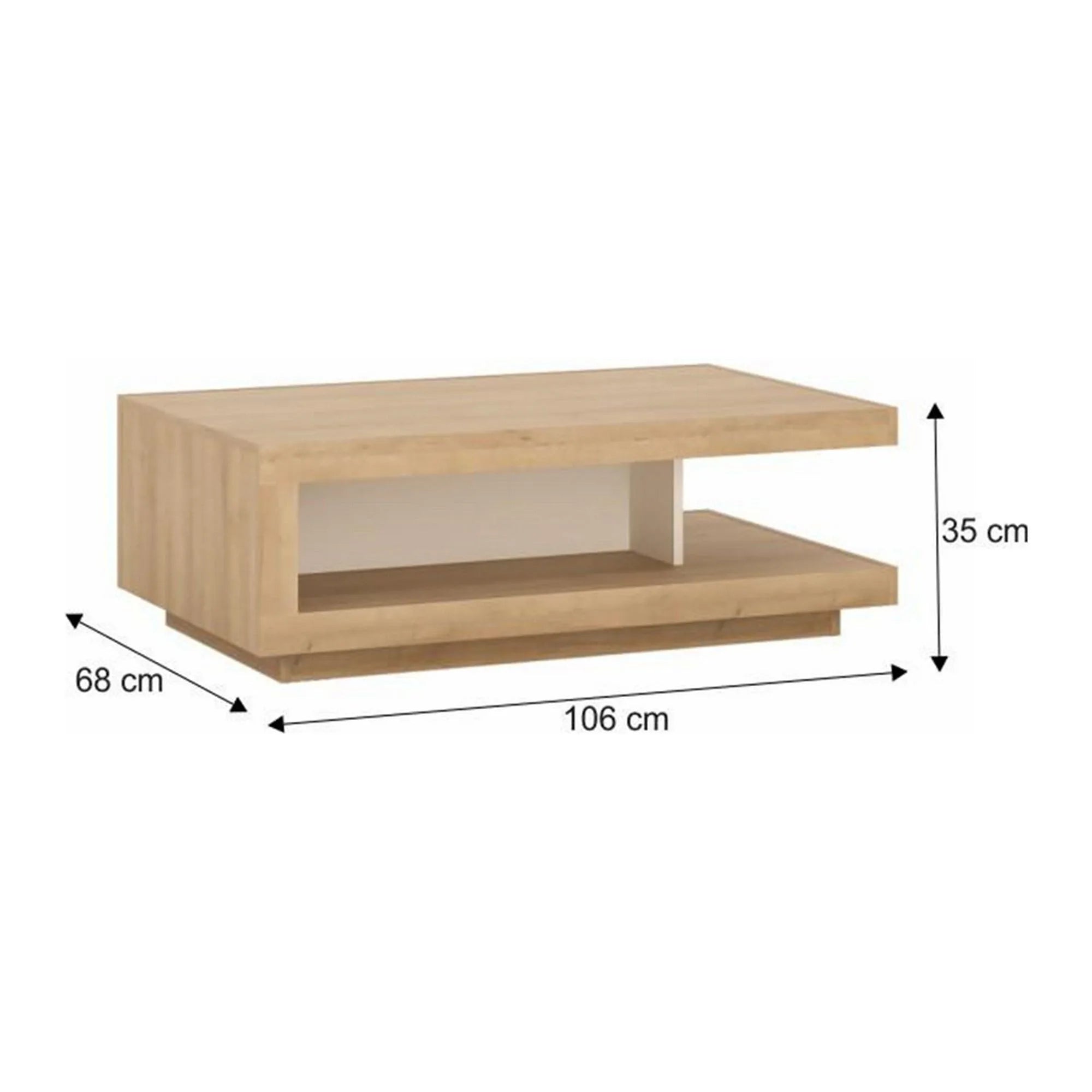 Masuta cafea LEONARDO LYOT01, stejar riviera/alb, DTD laminat, 106x68x35 cm