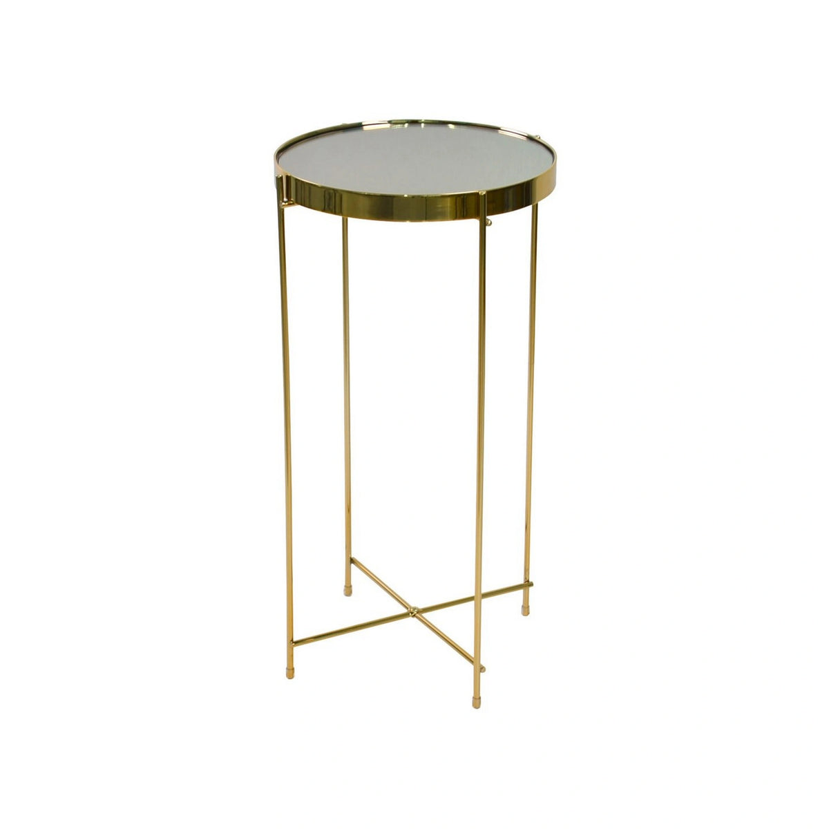 Masuta cafea LEONE, auriu, sticla/metal, 33x33x61 cm