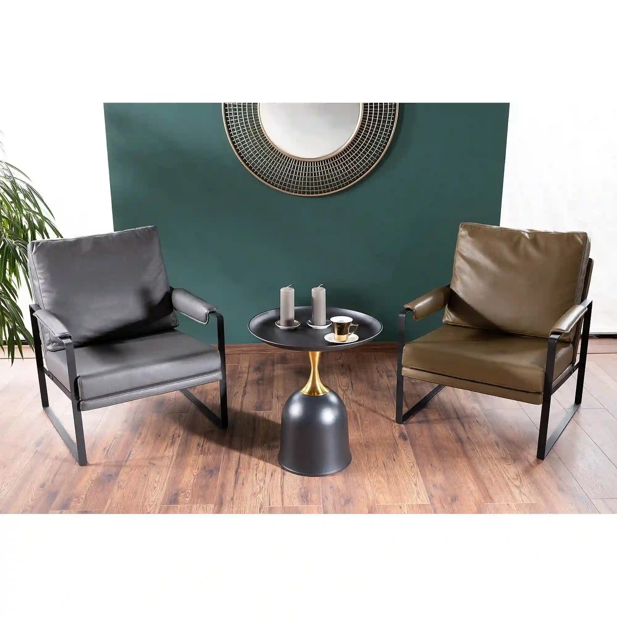 Masuta cafea LIBRA, negru/auriu, metal, 51x61 cm