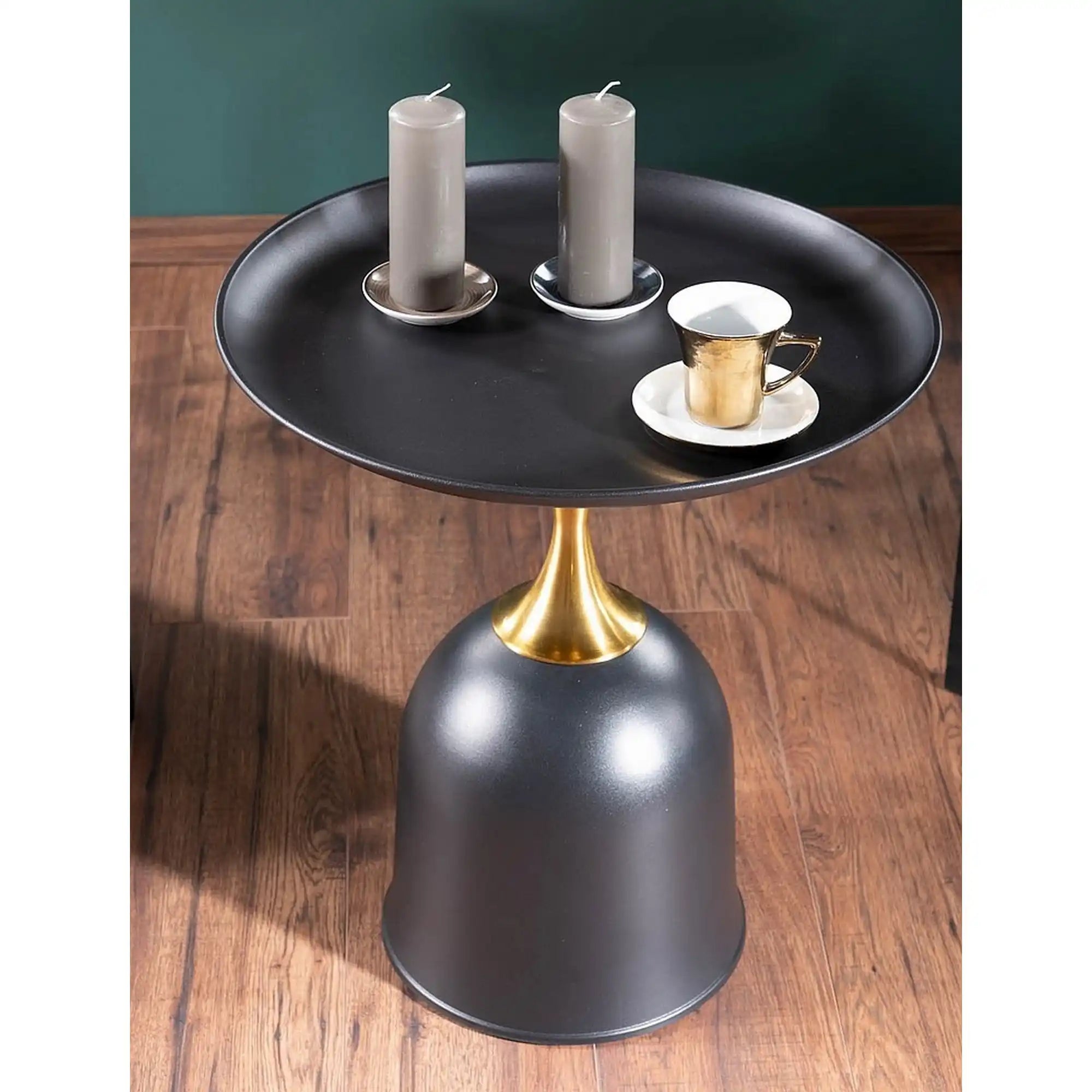 Masuta cafea LIBRA, negru/auriu, metal, 51x61 cm