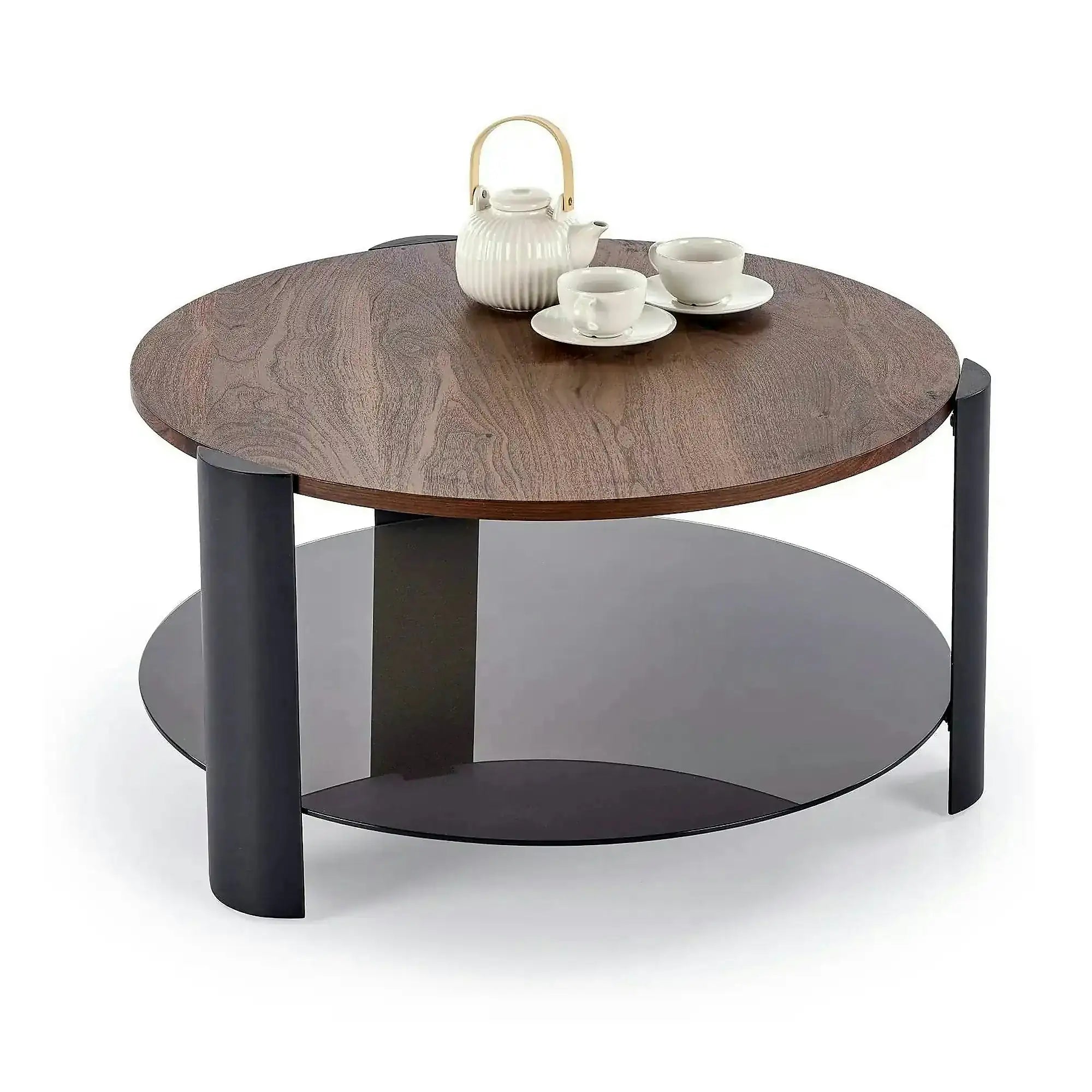 Masuta cafea LIRA, nuc/negru, 80x43 cm