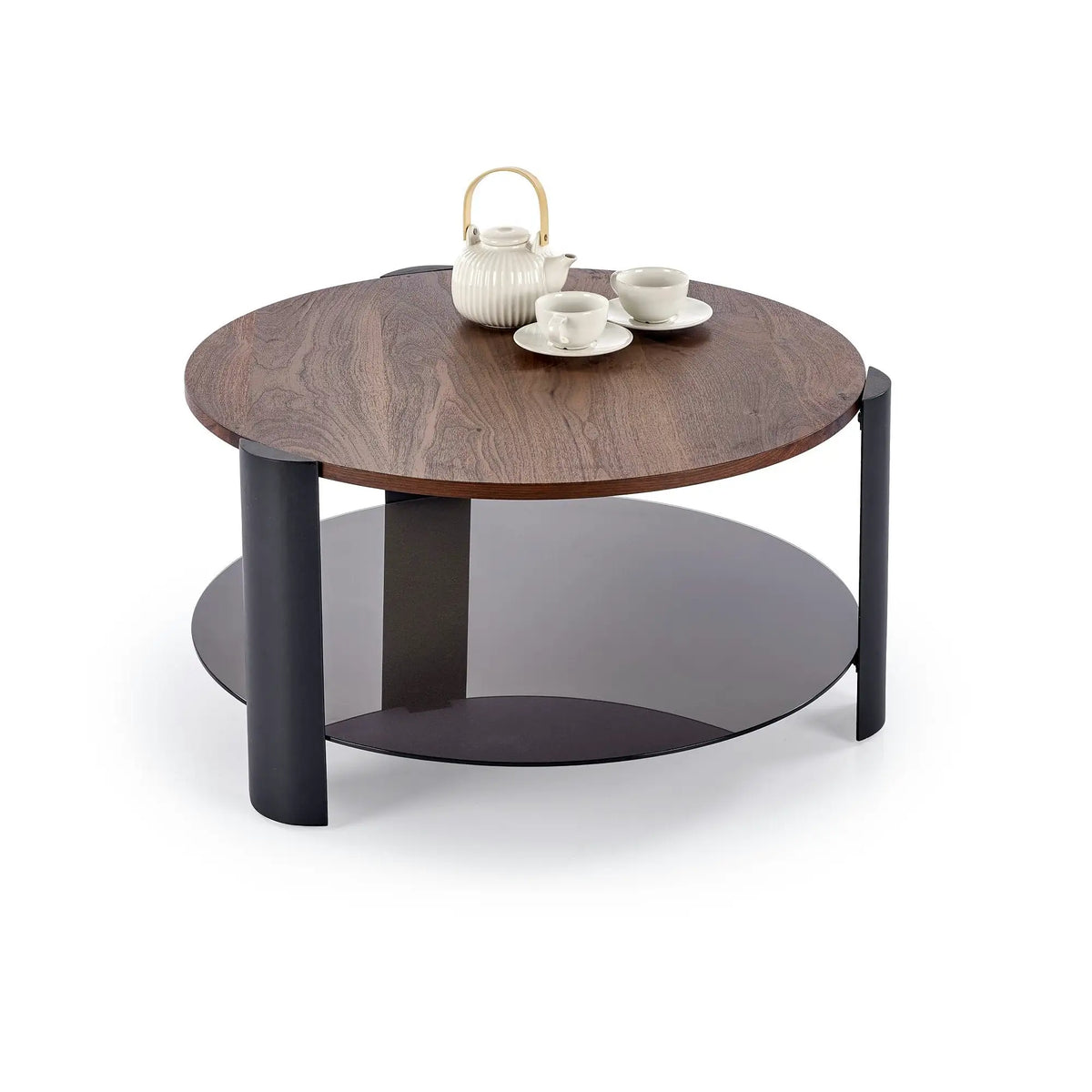 Masuta cafea LIRA, nuc/negru, 80x43 cm