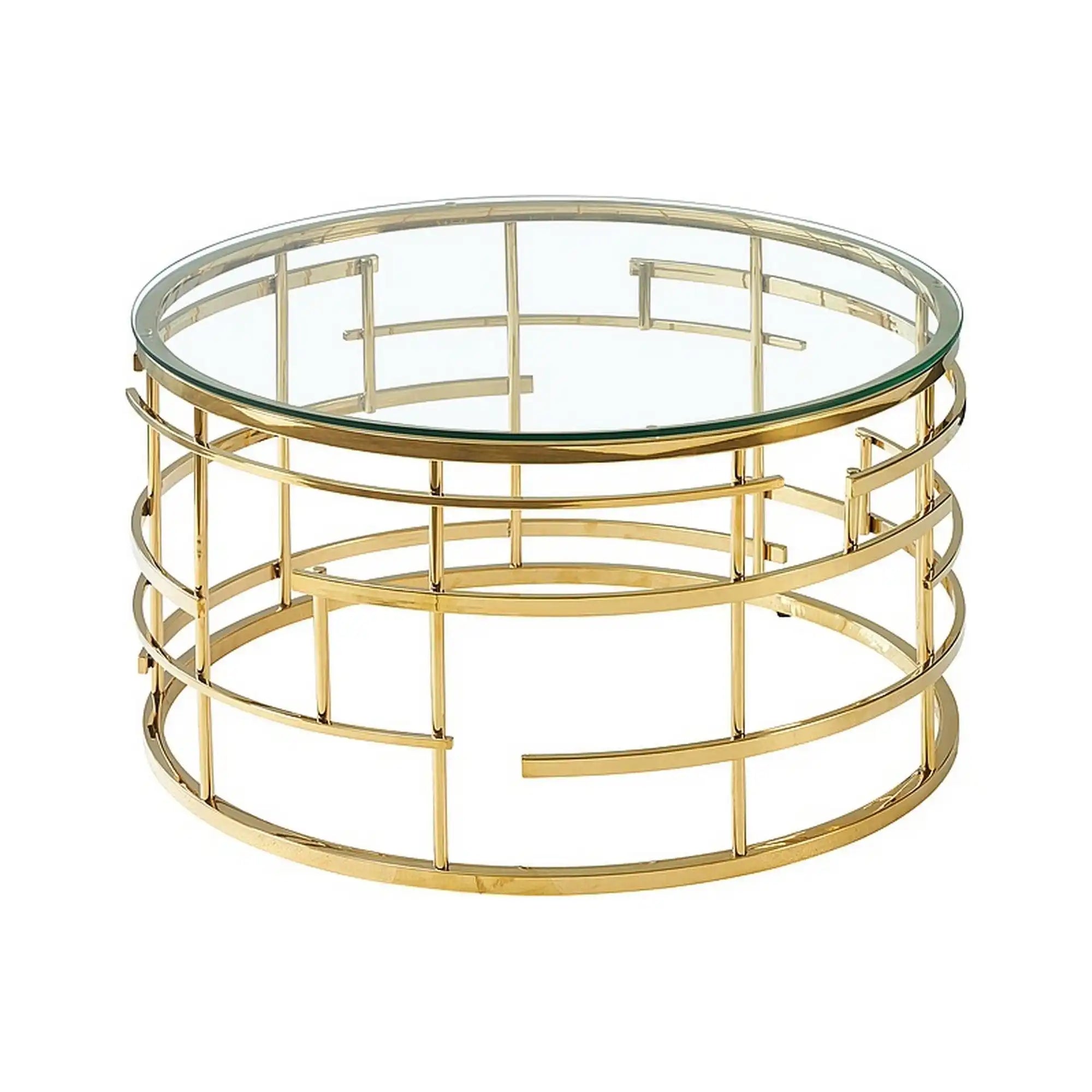 Masuta cafea LIVIA, transparent/auriu, sticla/metal, 80x45 cm