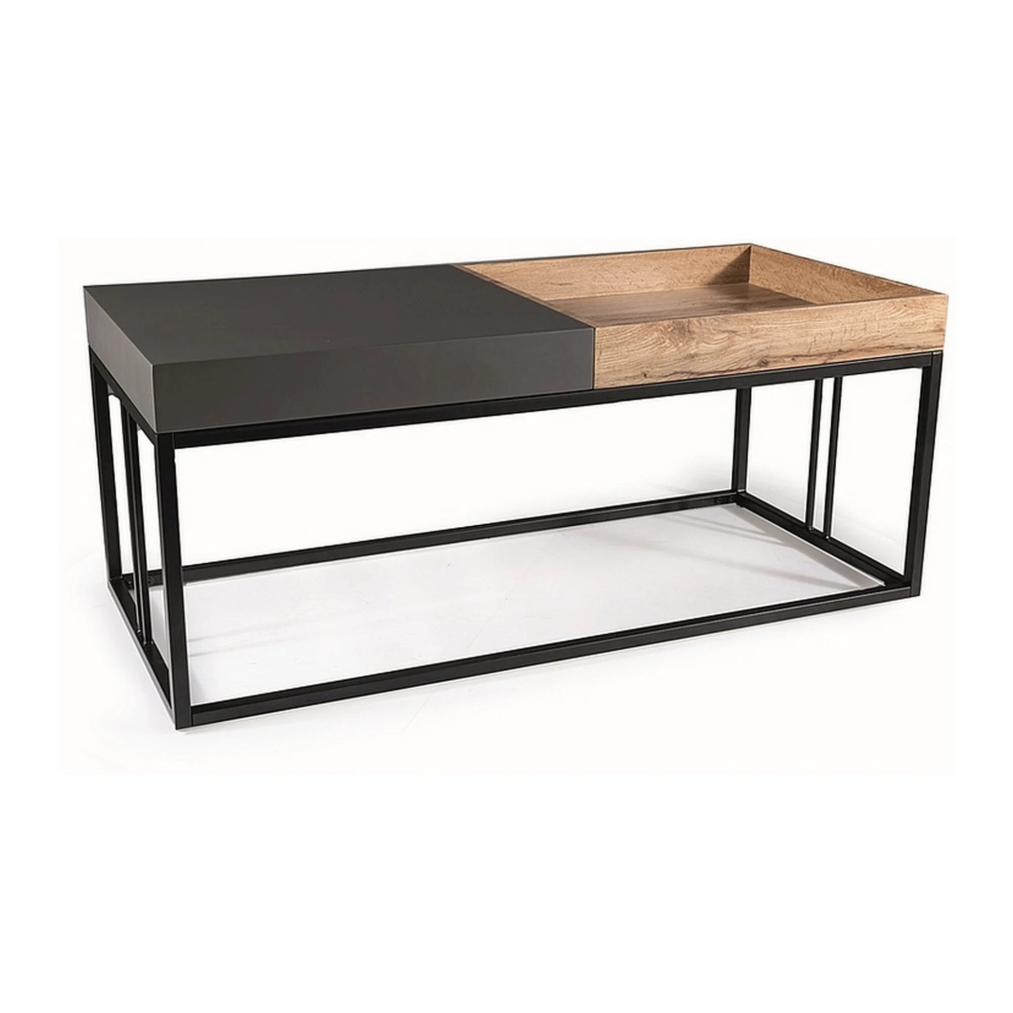 Masuta cafea LUNARIA, stejar artisan/gri antracit, 110x50x47 cm