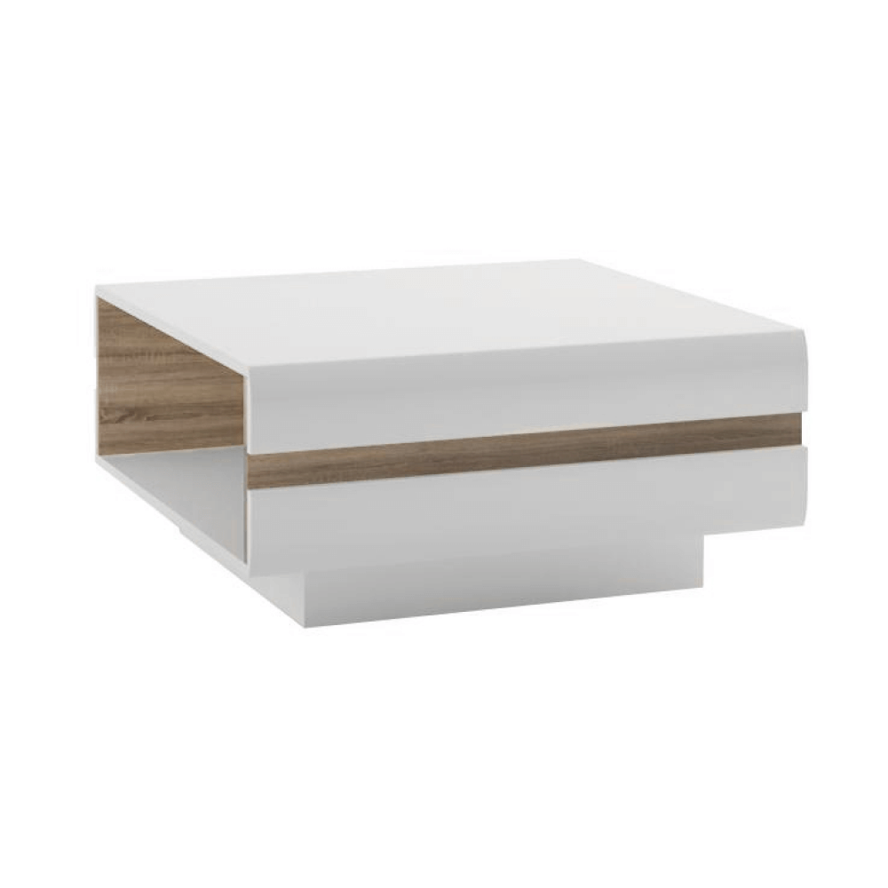 Masuta cafea LYNATET TYP 71, alb/stejar sonoma, PAL melaminat, 75x75x39 cm