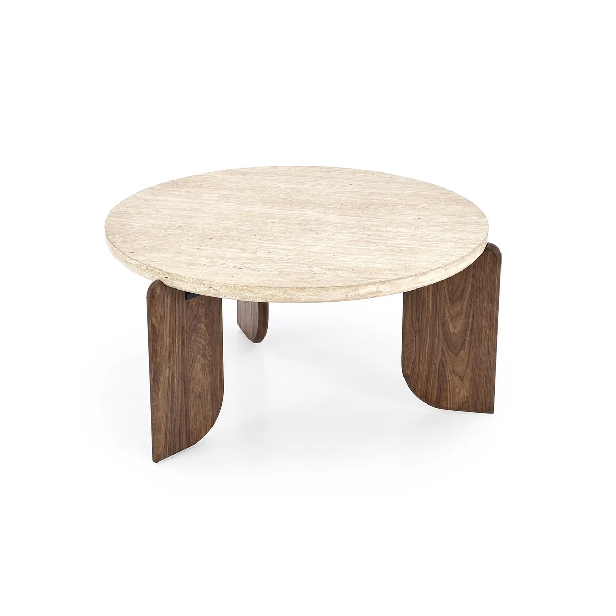 Masuta cafea MAMBO, travertin/nuc, 80x41 cm
