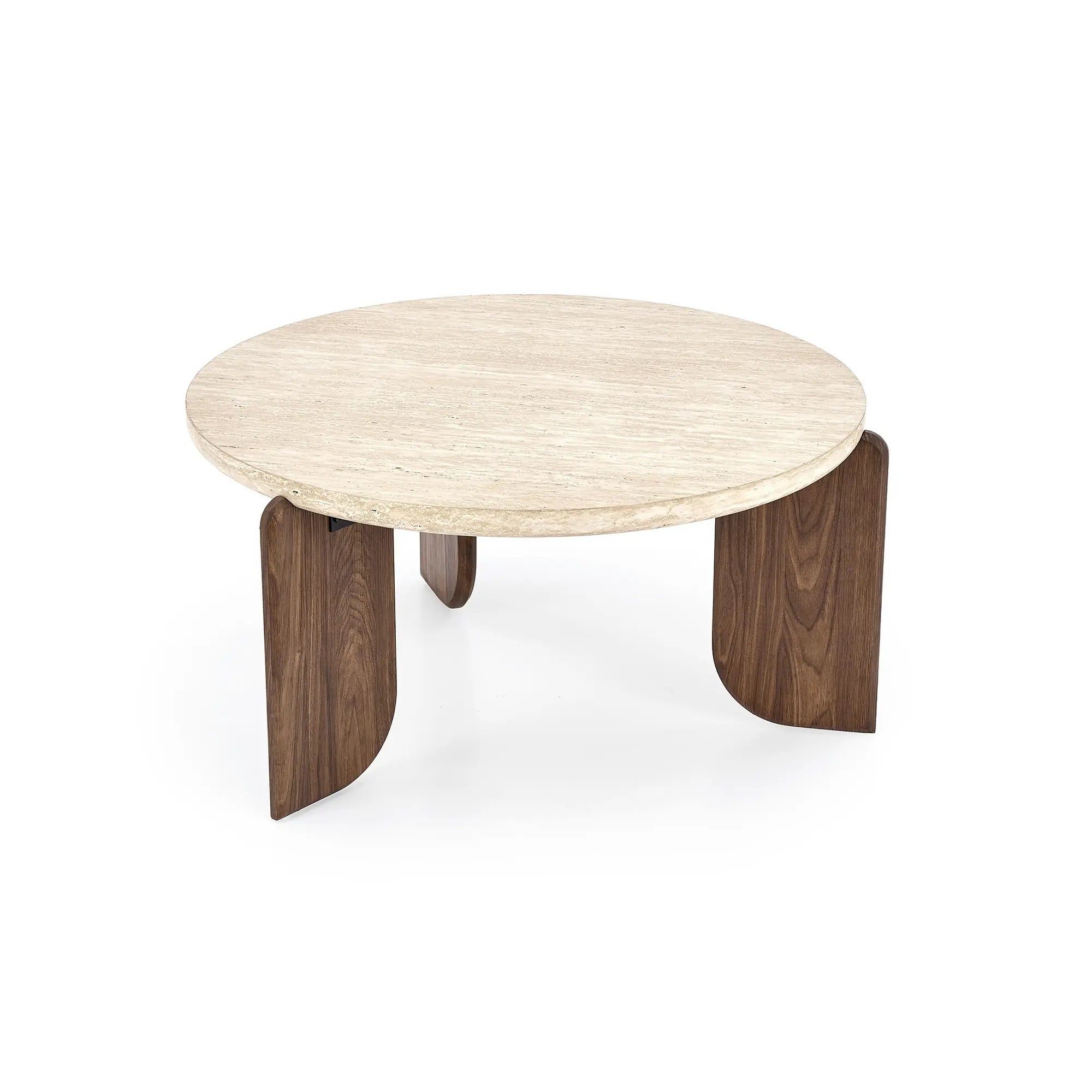 Masuta cafea MAMBO, travertin/nuc, 80x41 cm