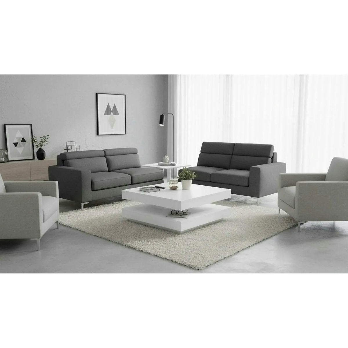 Masuta cafea MANDY, alb, 70x70x34 cm
